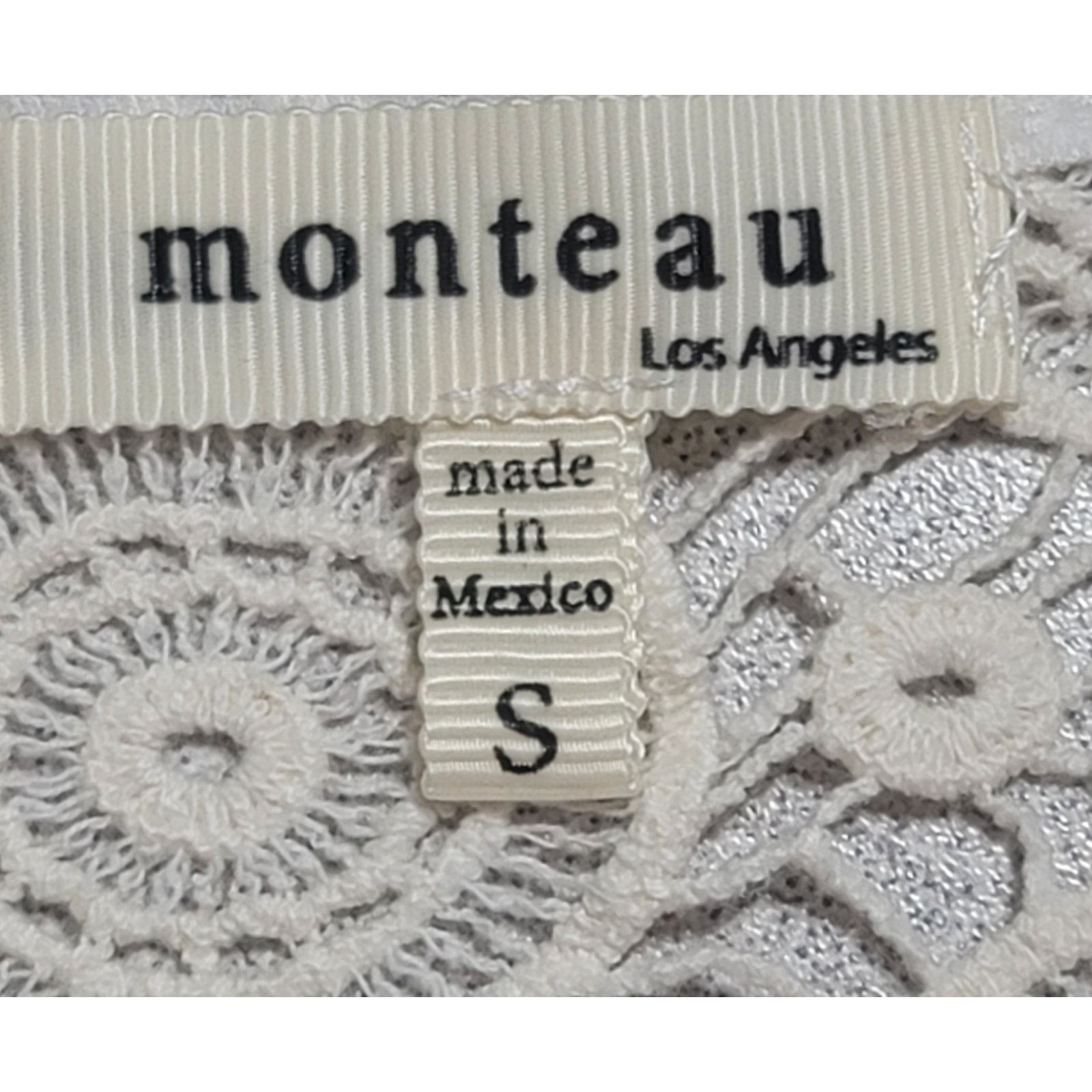 Other Monteau Cream Slub Knit Crochet Lace Shoulders Top Small Size S / US 4 / IT 40 - 4 Thumbnail