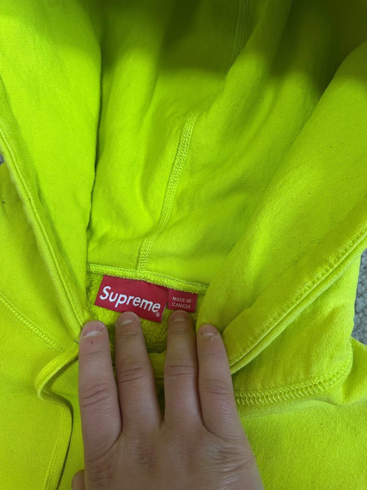 Supreme Supreme Hoodie S Logo Hooded Sweatshirt L Cotton Yellow Used Size US XL / EU 56 / 4 - 7 Thumbnail