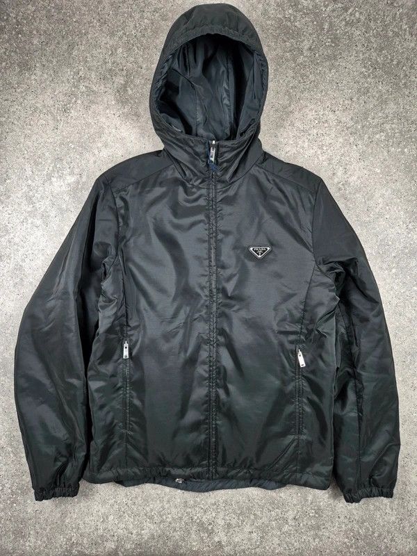 Prada Prada Men's Black Re-Nylon Full Zip Hoodie Raincoat Jacket L Size US L / EU 52-54 / 3 - 1 Thumbnail
