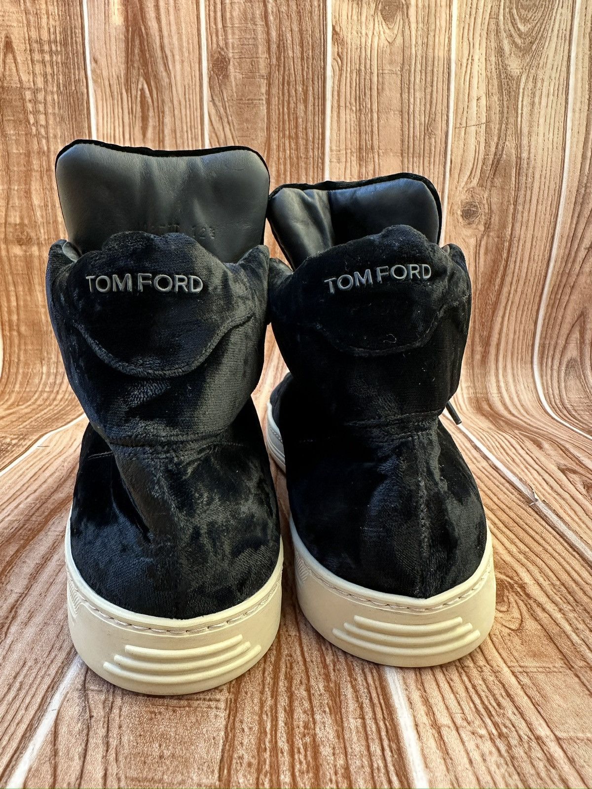 Tom Ford Tom Ford Russel Black Velvet Hi Top Sneaker Size US 12.5 / EU 45-46 - 11 Thumbnail