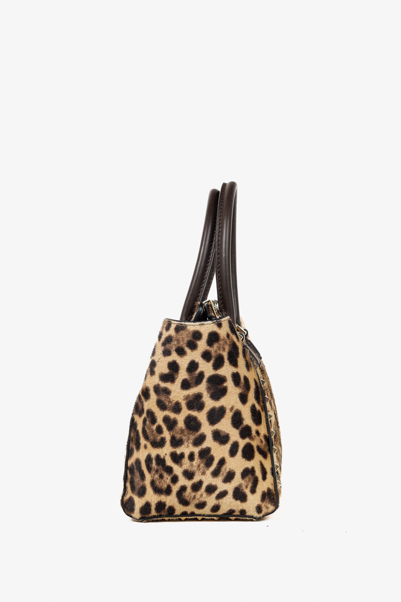 Valentino Valentino Leopard Calf Hair Rockstud Double Handle Tote Size ONE SIZE - 3 Thumbnail