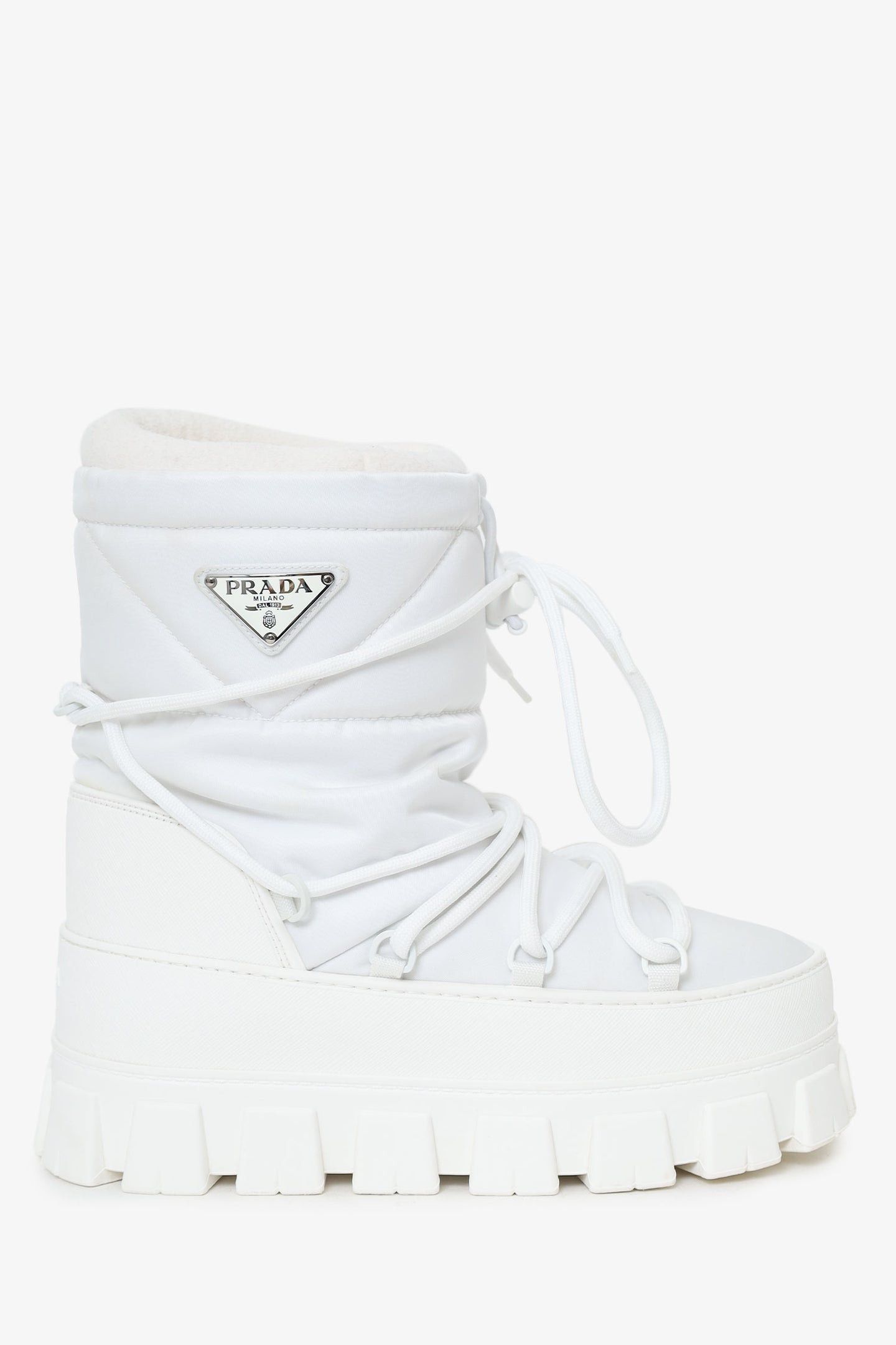 PRADA WHITE NYLON APRES SKI MOON SNOW BOOTS