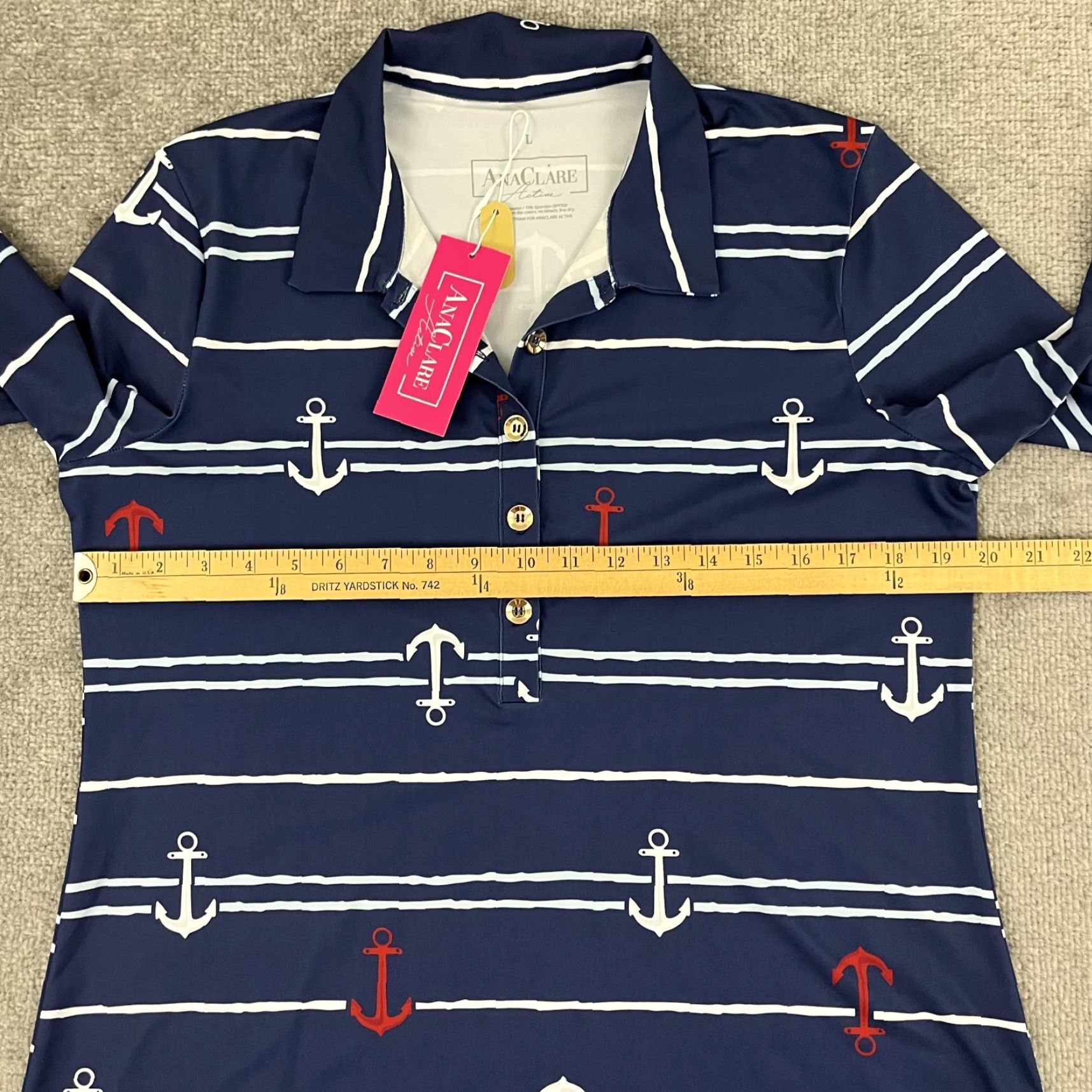 Nautica ANA CLARE Marin Dress Womens L Anchored Nautical Active Stretch Preppy NEW Size L / US 10 / IT 46 - 5 Thumbnail