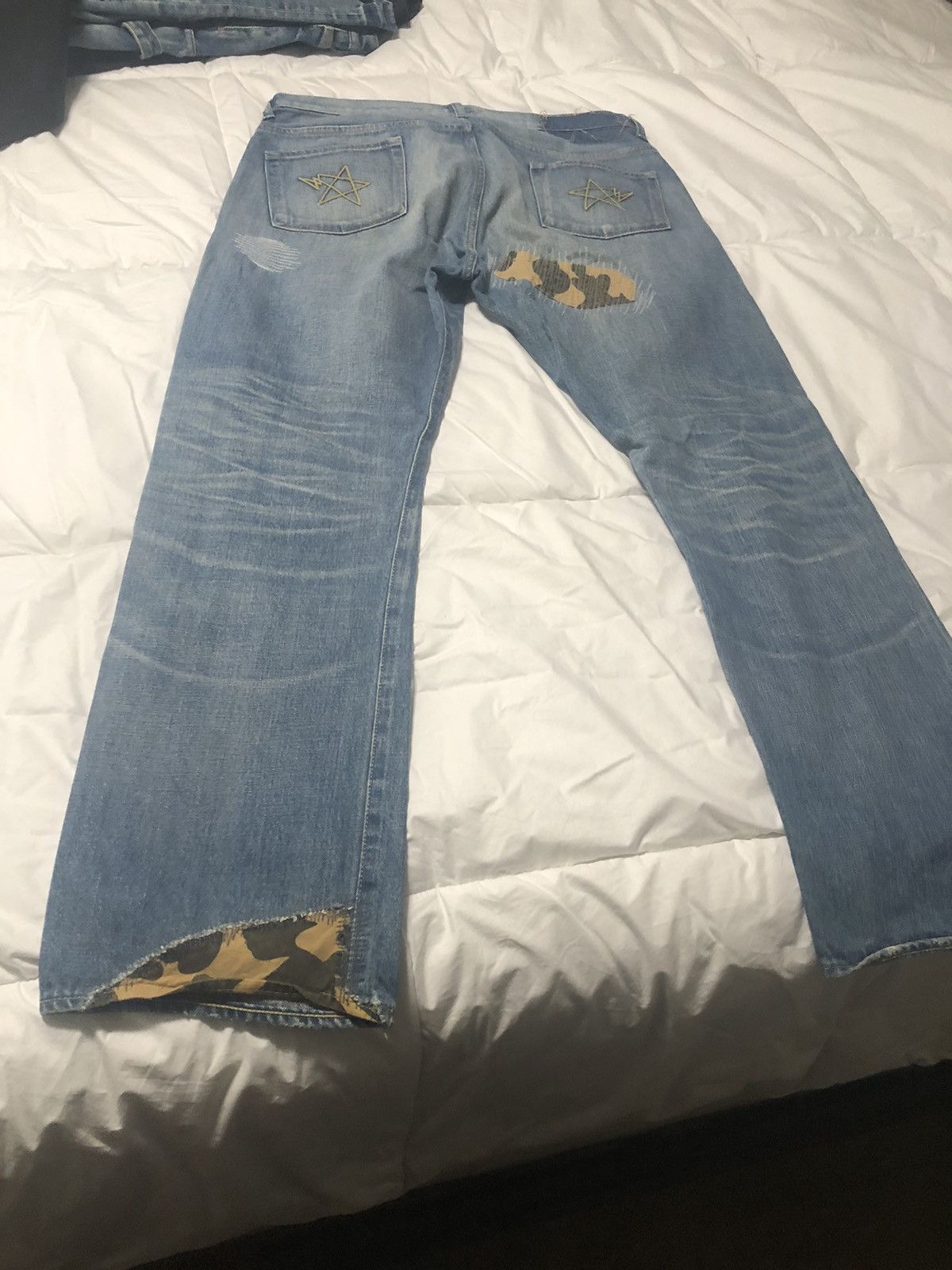 Bape Super rare nigo bape yellow camo patch work jeans Size US 34 / EU 50 - 4 Thumbnail