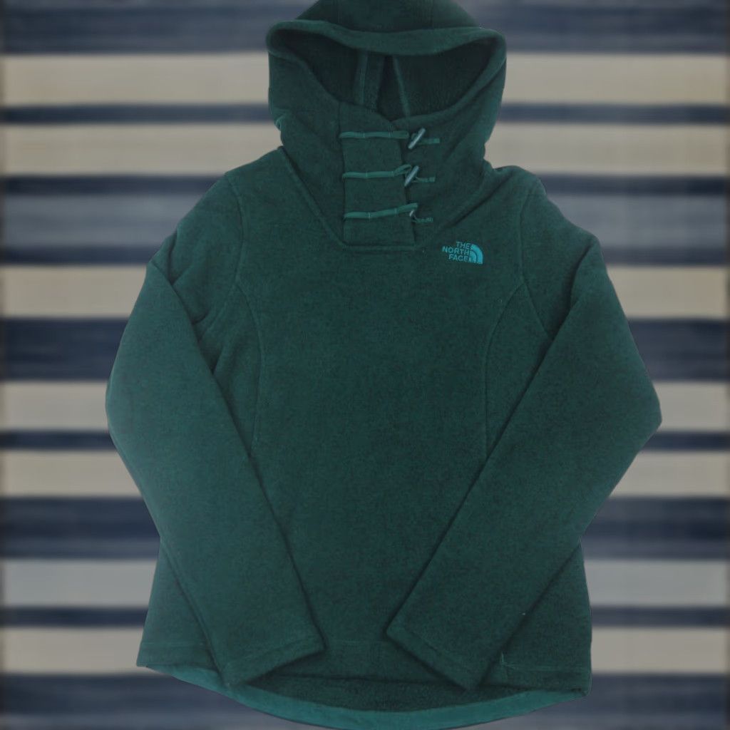 The North Face VINTAGE The North Face Womens Small Crescent Fleece Hooded Sweater Green Size S / US 4 / IT 40 - 1 Thumbnail