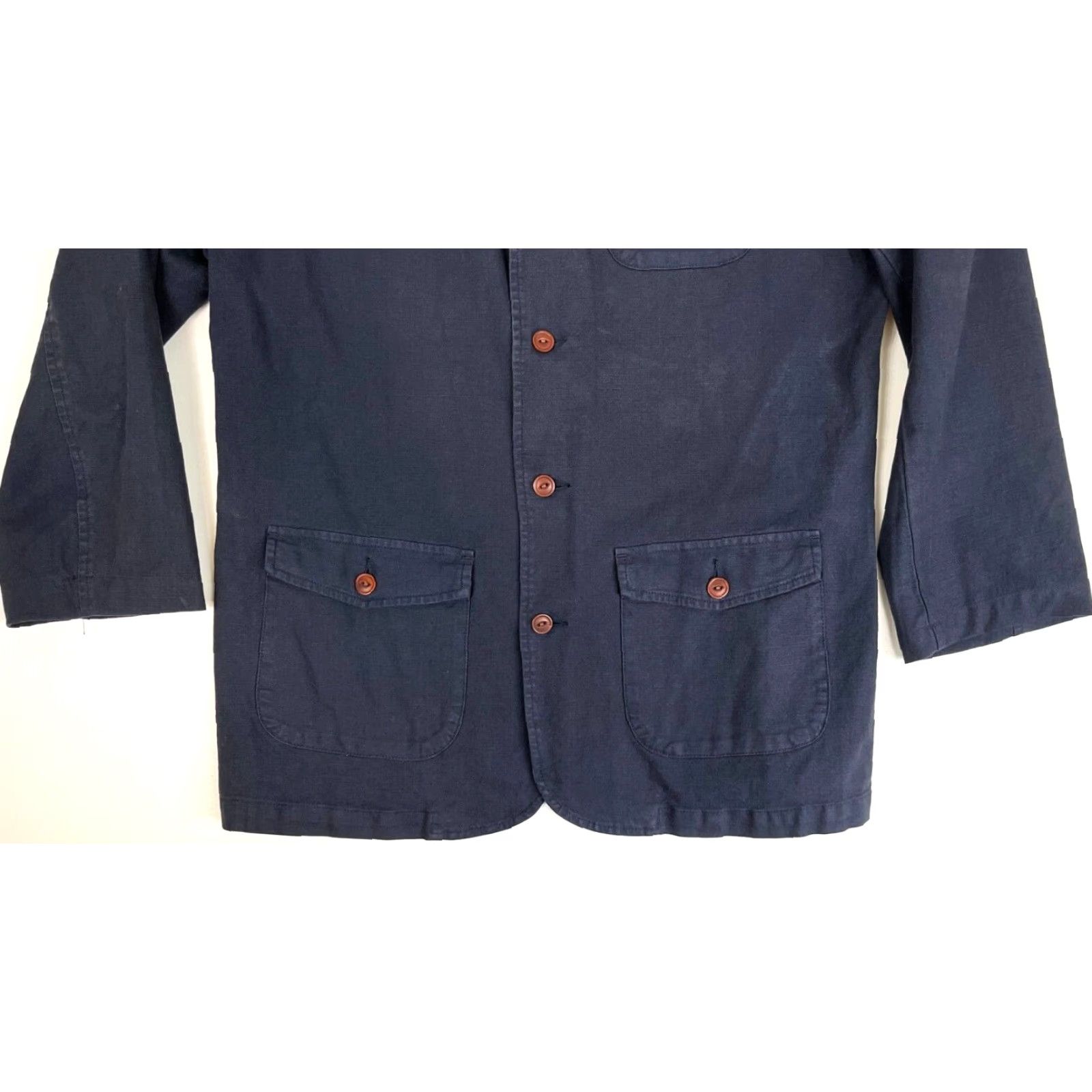 Vintage Linksoul Blazer Jacket Navy XL Mens 4-Button Solid Cotton Blend Size 46R - 6 Thumbnail