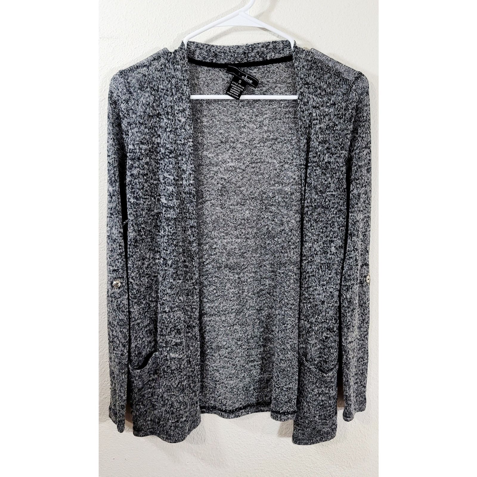 Other Oboe Black Gray Marled Open Front Cardigan Sweater Small Size S / US 4 / IT 40 - 7 Thumbnail