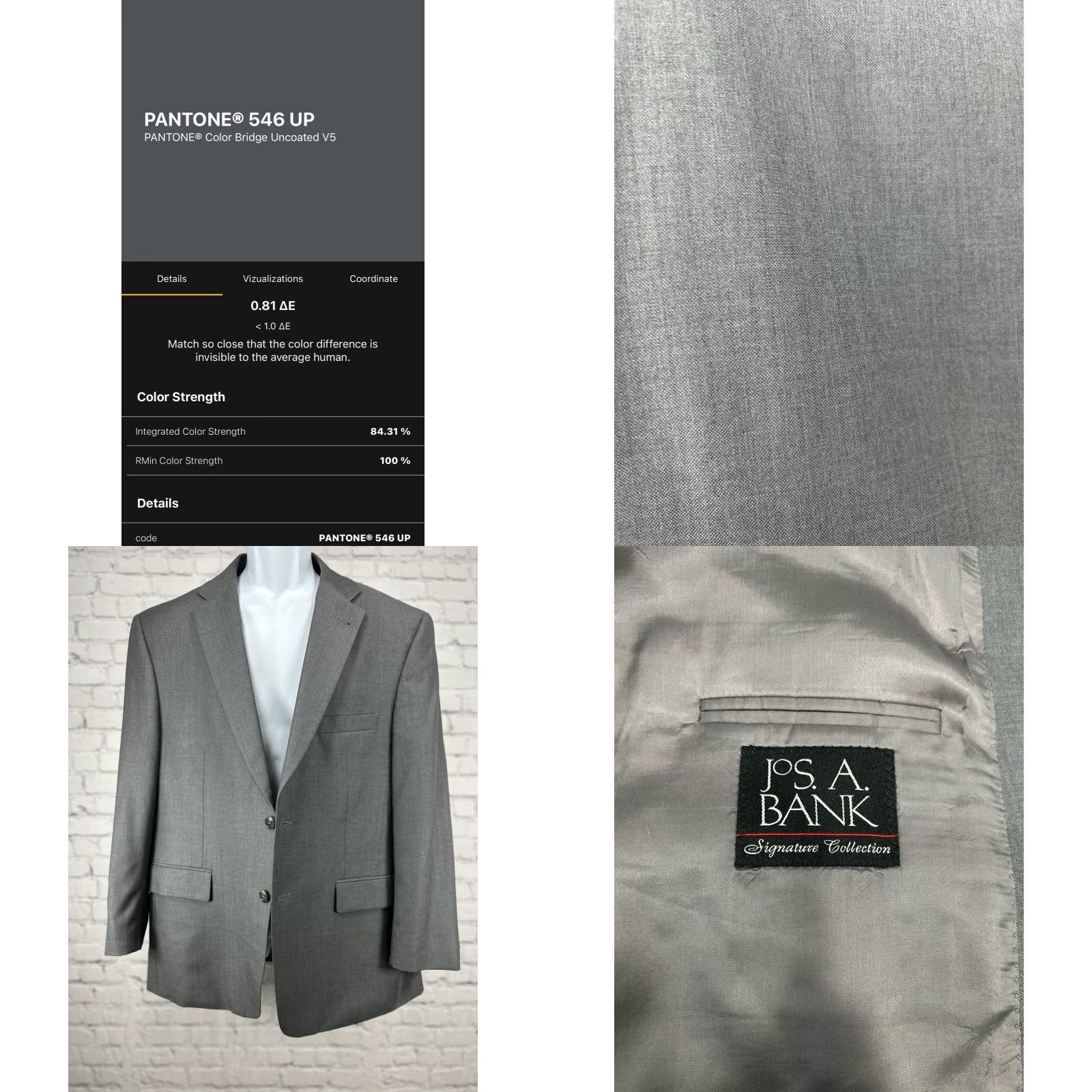 Jos. A. Bank Jos A Bank Signature Collection Gray Blazer 2 Button Wool Silk Blend Size 44S Size 44R - 8 Thumbnail