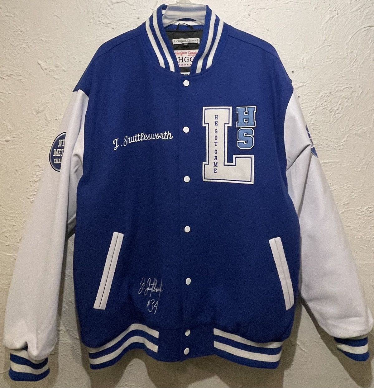 image of Vintage Lincoln Varsity Jacket Headgear Classics in Blue, Men's (Size Large)