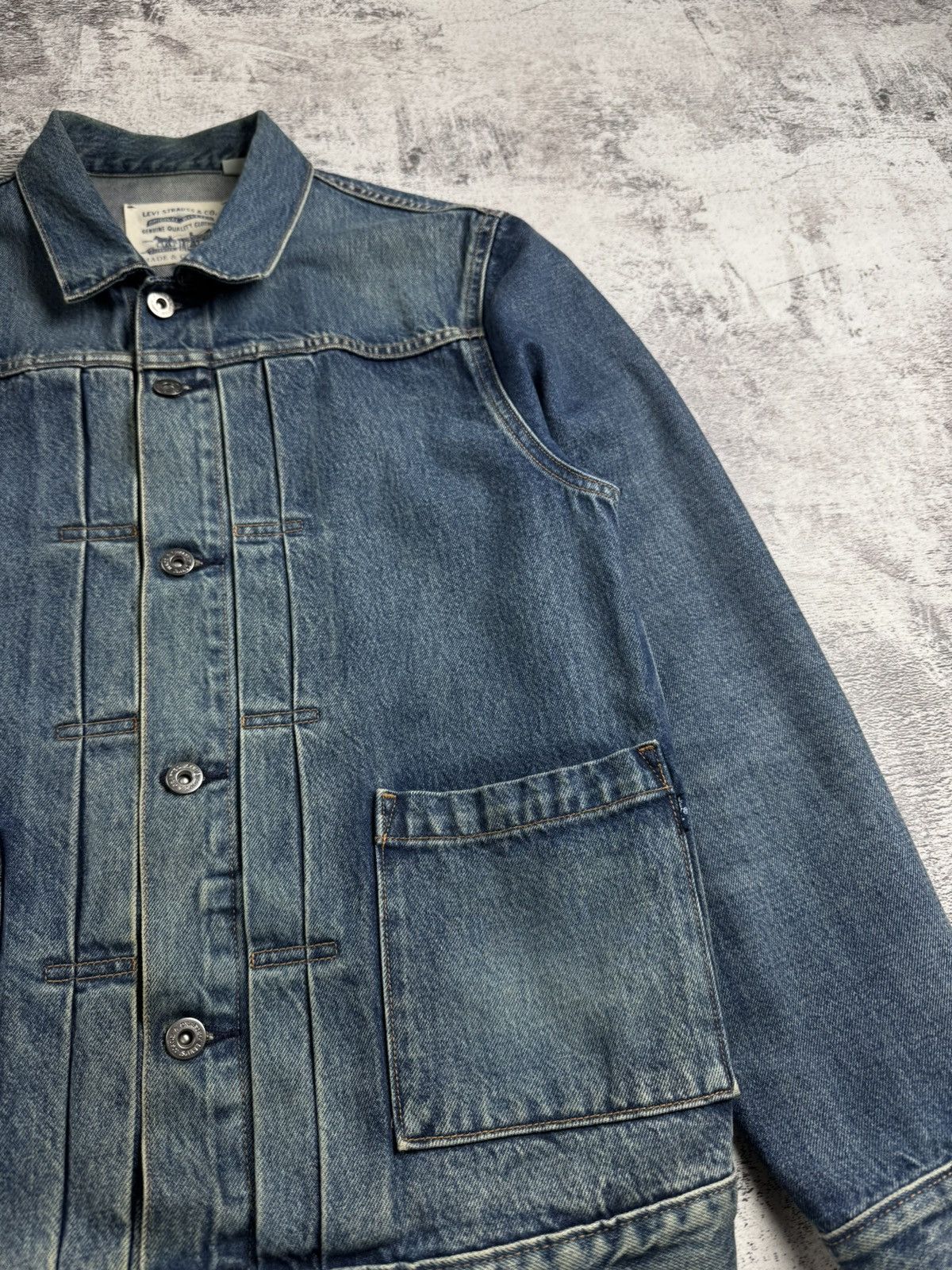 Levi's Made & Crafted Levis Made Crafted Pleated Front Type Work Blue Men’s Trucker Denim Jeans Jacket Size US M / EU 48-50 / 2 - 7 Thumbnail