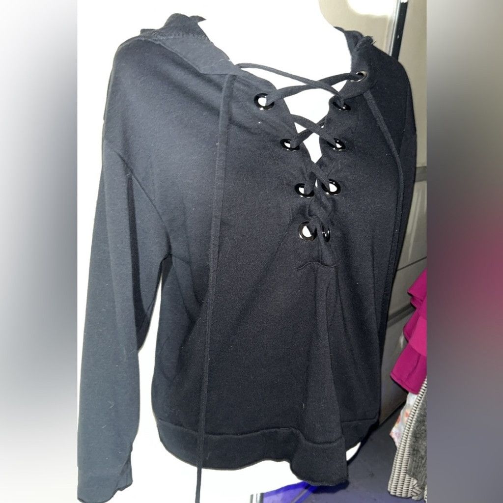 Other Active USA Black Lace-Up Sweatshirt Size M / US 6-8 / IT 42-44 - 1 Thumbnail