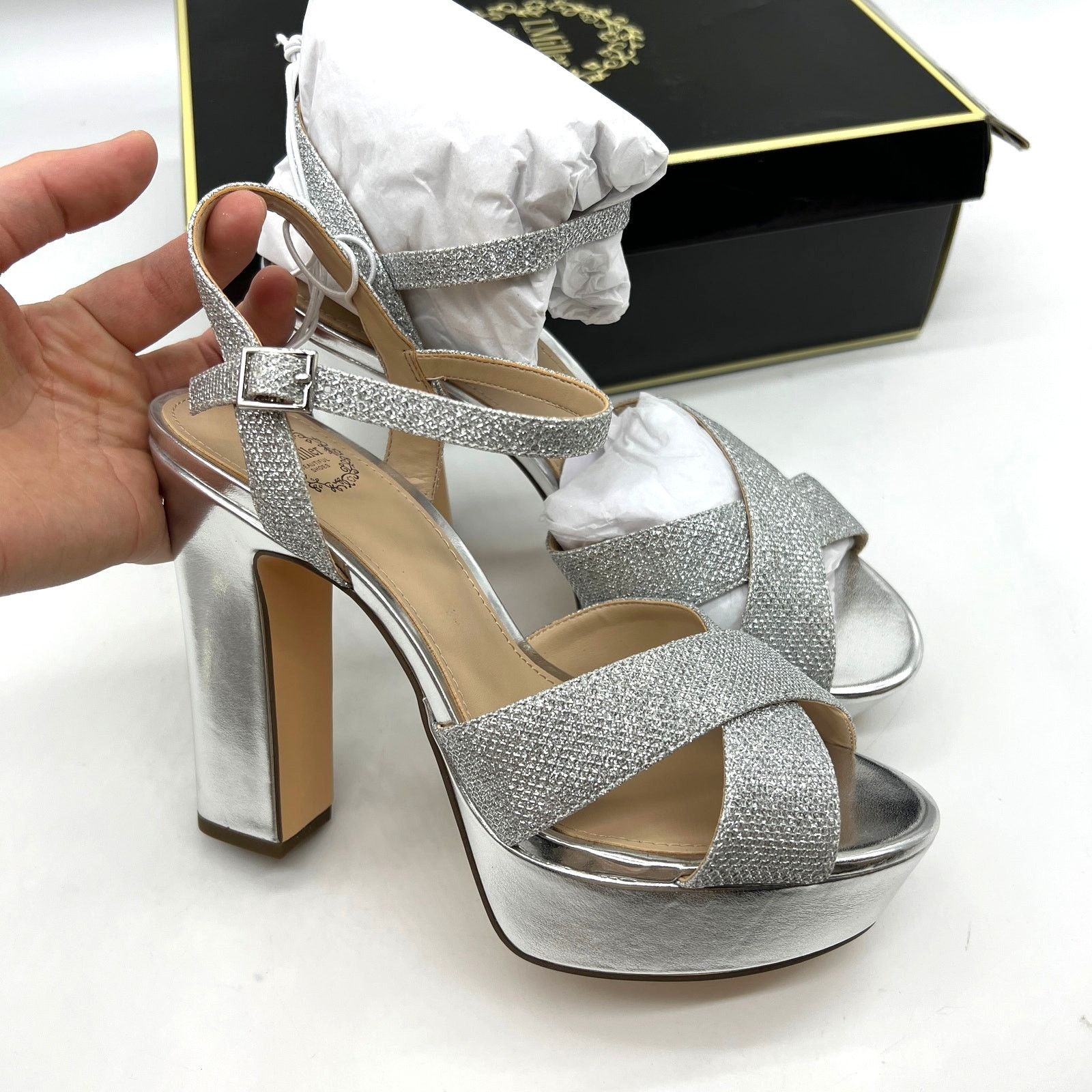 Other I. Miller Womens Samien Heeled Sandals Silver Size 7M Size US 7 / IT 37 - 2 Thumbnail