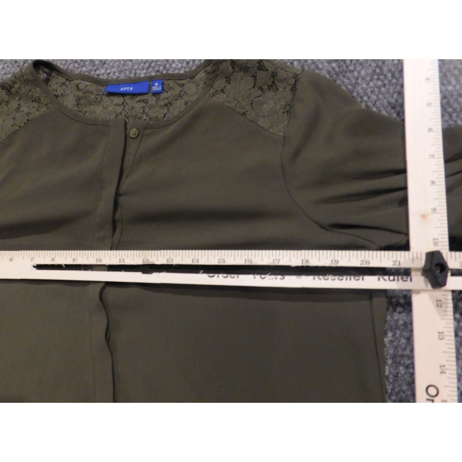 Apt. 9 Apt 9 Womens Blouse M Green Crew Neck Pullover Stretch Regular Floral Casual Cap Sleeve Shirt Size M / US 6-8 / IT 42-44 - 5 Thumbnail