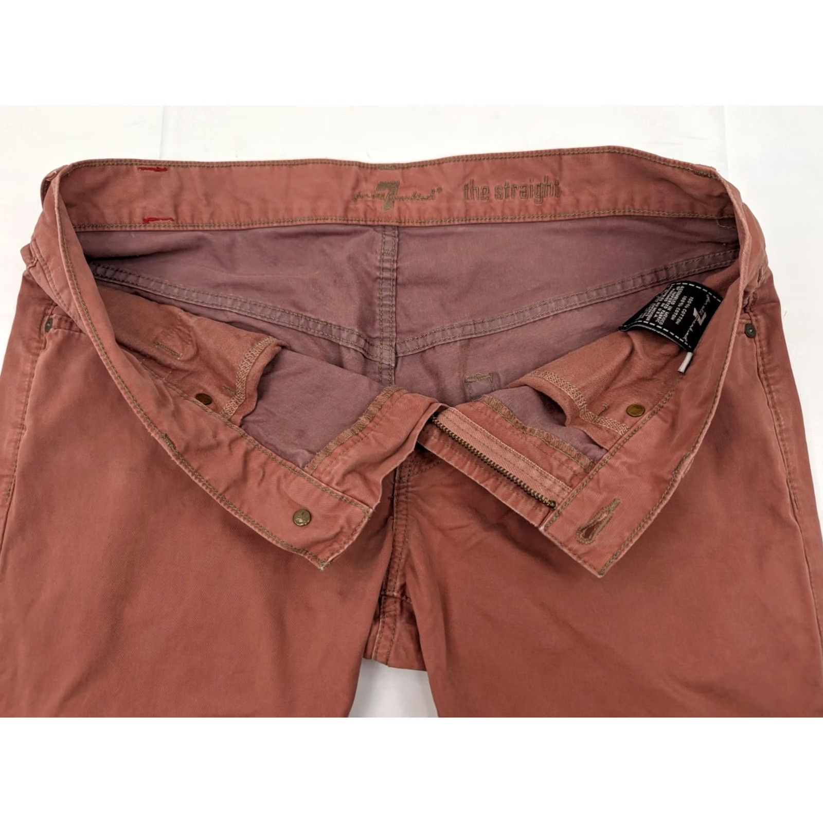 7 For All Mankind 7 For All Mankind Jeans Straight Pink 34 Men Regular Denim Cotton Polyester Spandex 5-Pocket Logo Button Zip Casual Size US 34 / EU 50 - 6 Thumbnail