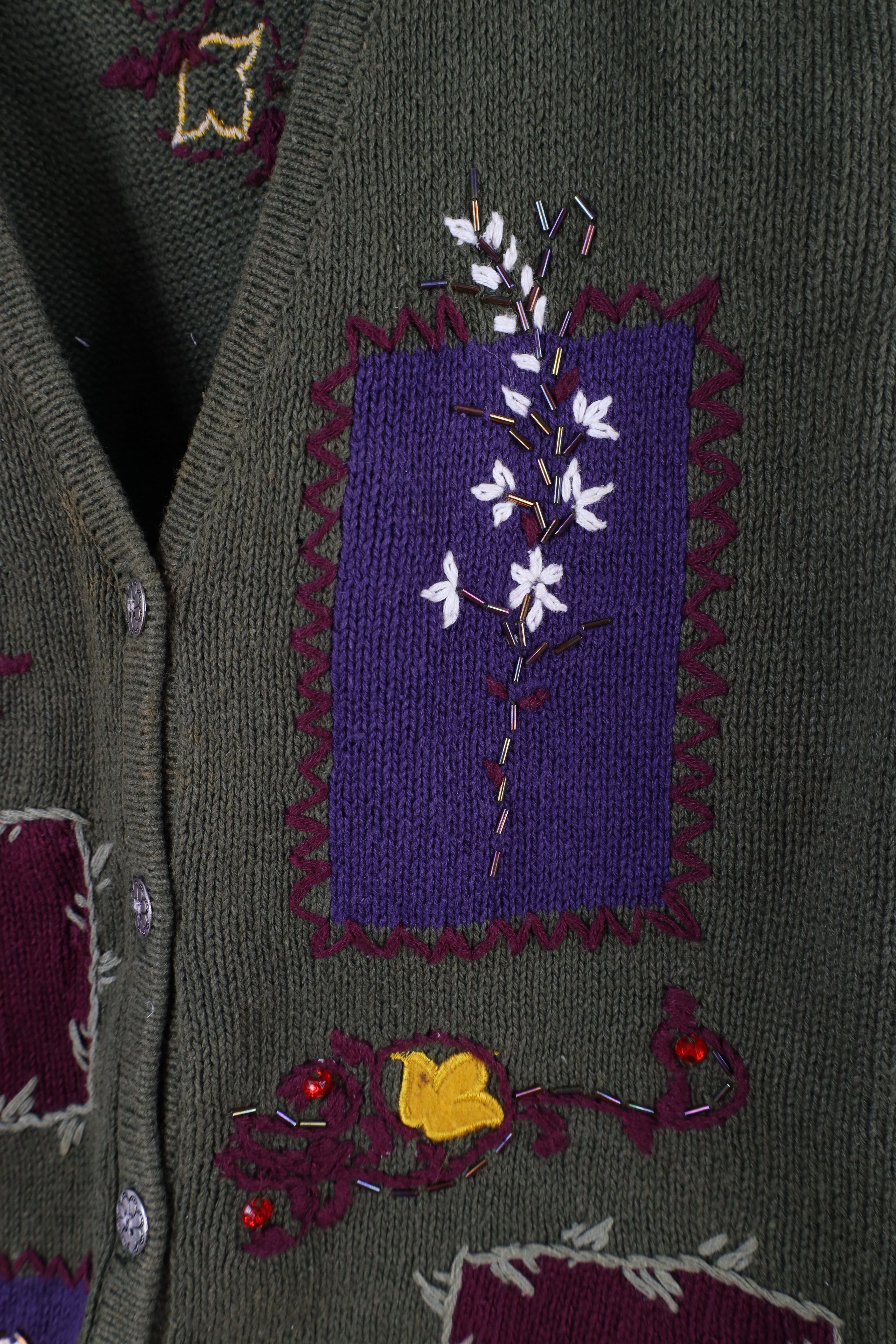 Vintage Vintage 90s Streetwear Flower Knit Cardigan Sweater Vest Size XL / US 12-14 / IT 48-50 - 6 Thumbnail