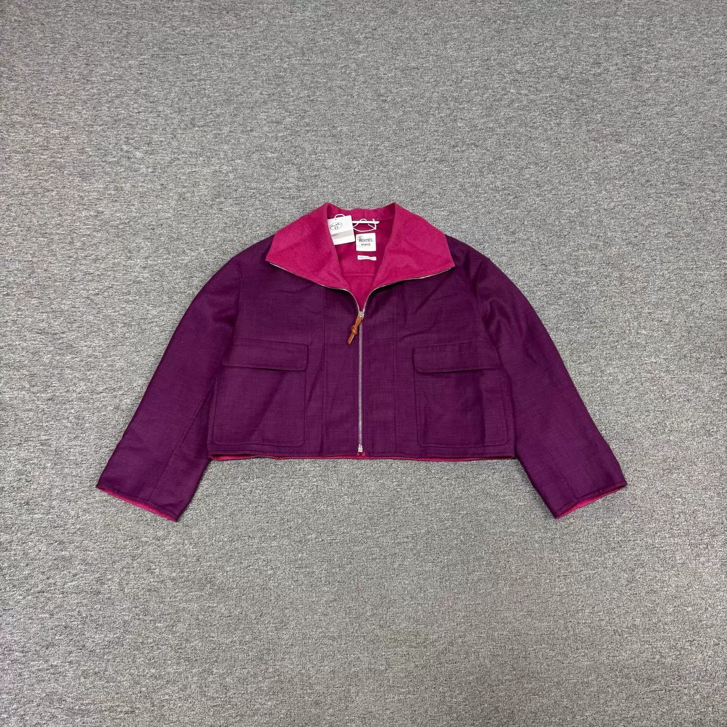 Hermes Hermes purple magenta collared short wool coat 36 99new Size XS / US 0-2 / IT 36-38 - 1 Thumbnail