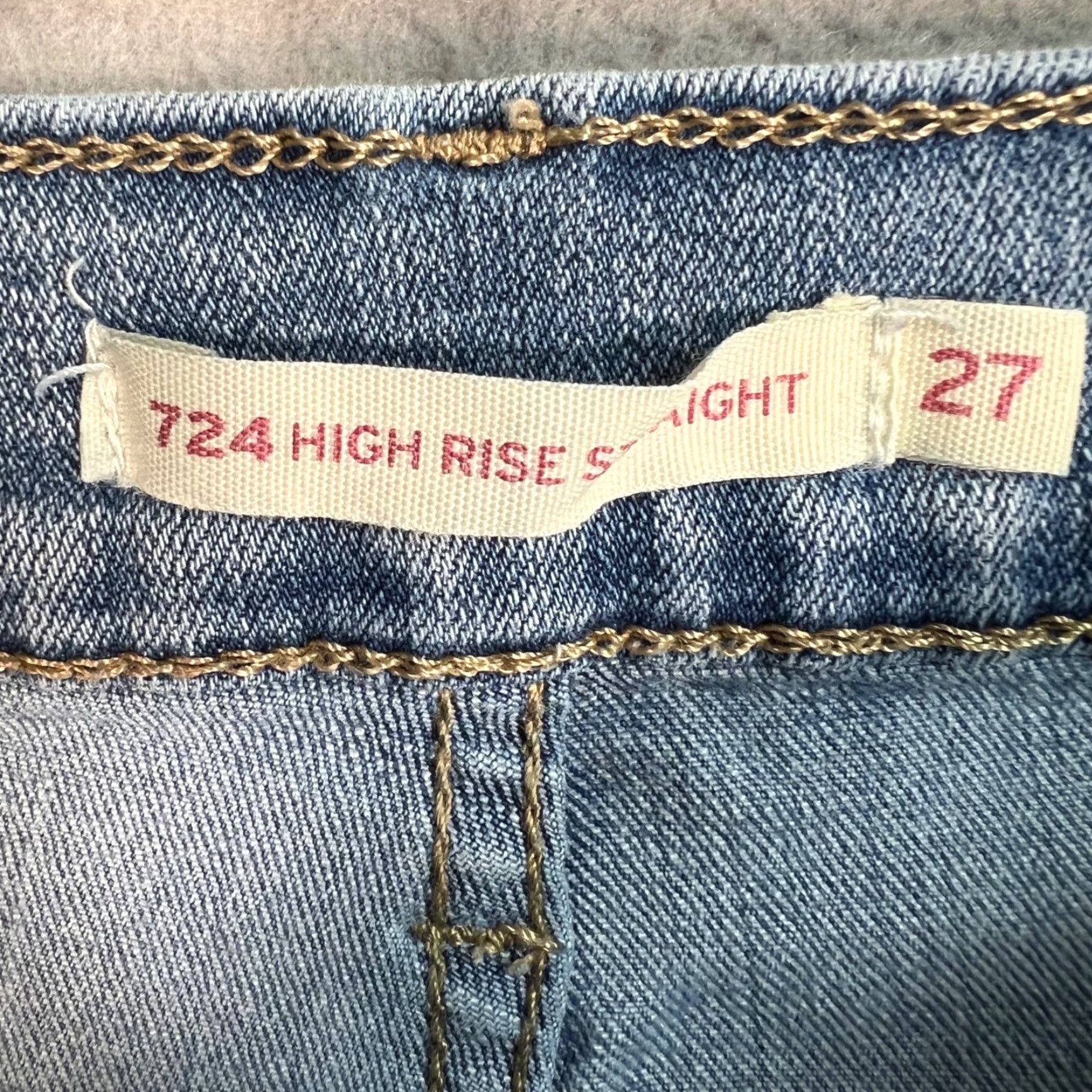 Levi's Levi's Women's High Rise Straight Jeans 27 Light Blue Distressed Denim Size 27" / US 4 / IT 40 - 3 Thumbnail