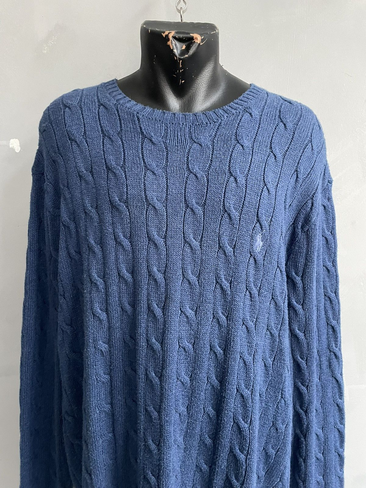 Polo Ralph Lauren Polo Blue Knit Sweater Heavy Oversized old money Style Size US XXL / EU 58 / 5 - 2 Thumbnail