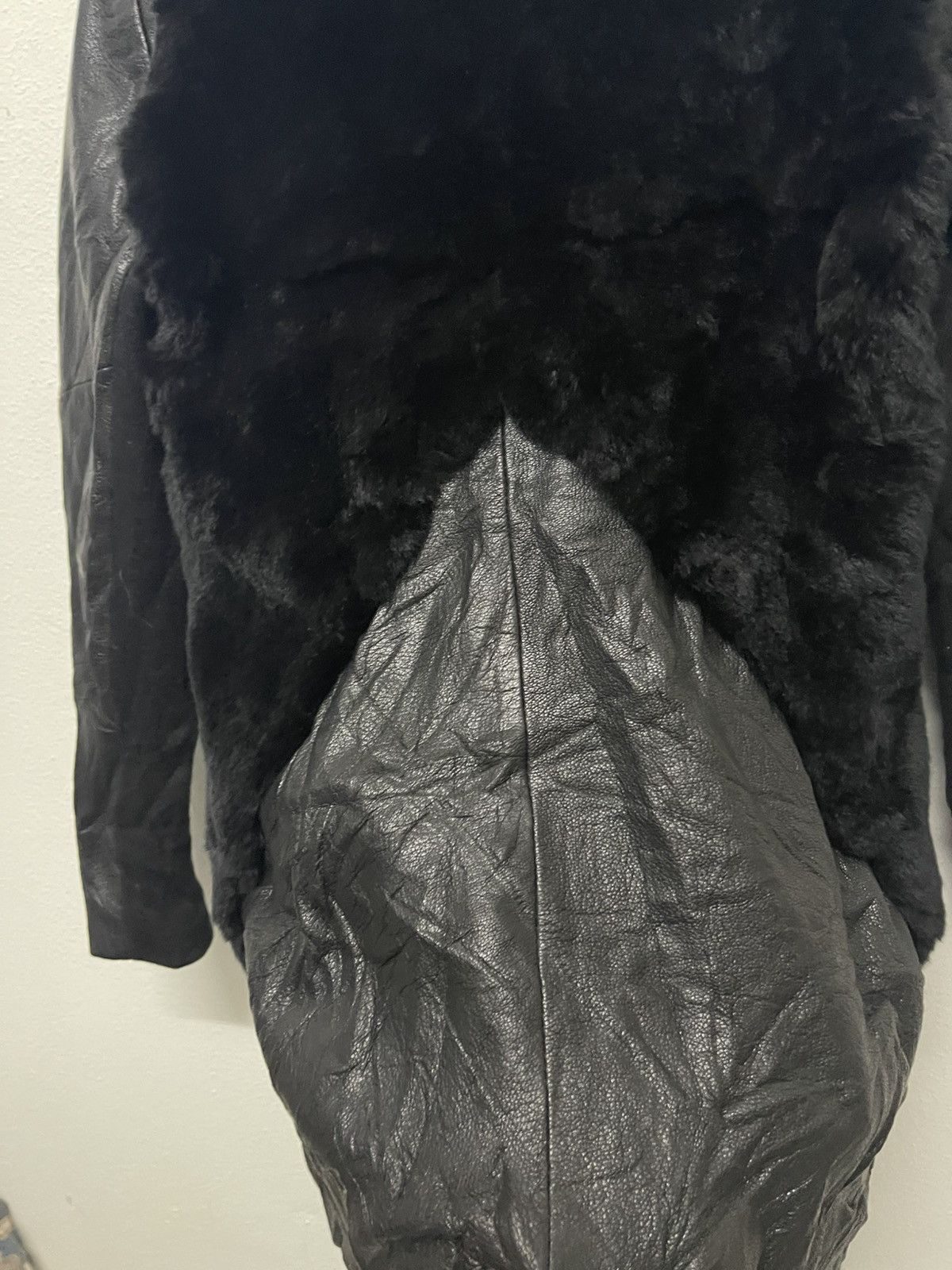 Helmut Lang HELMUT LANG GOAT LEATHER MIX FUR RABBIT JACKET ASYMMETRICAL Size S / US 4 / IT 40 - 14 Thumbnail
