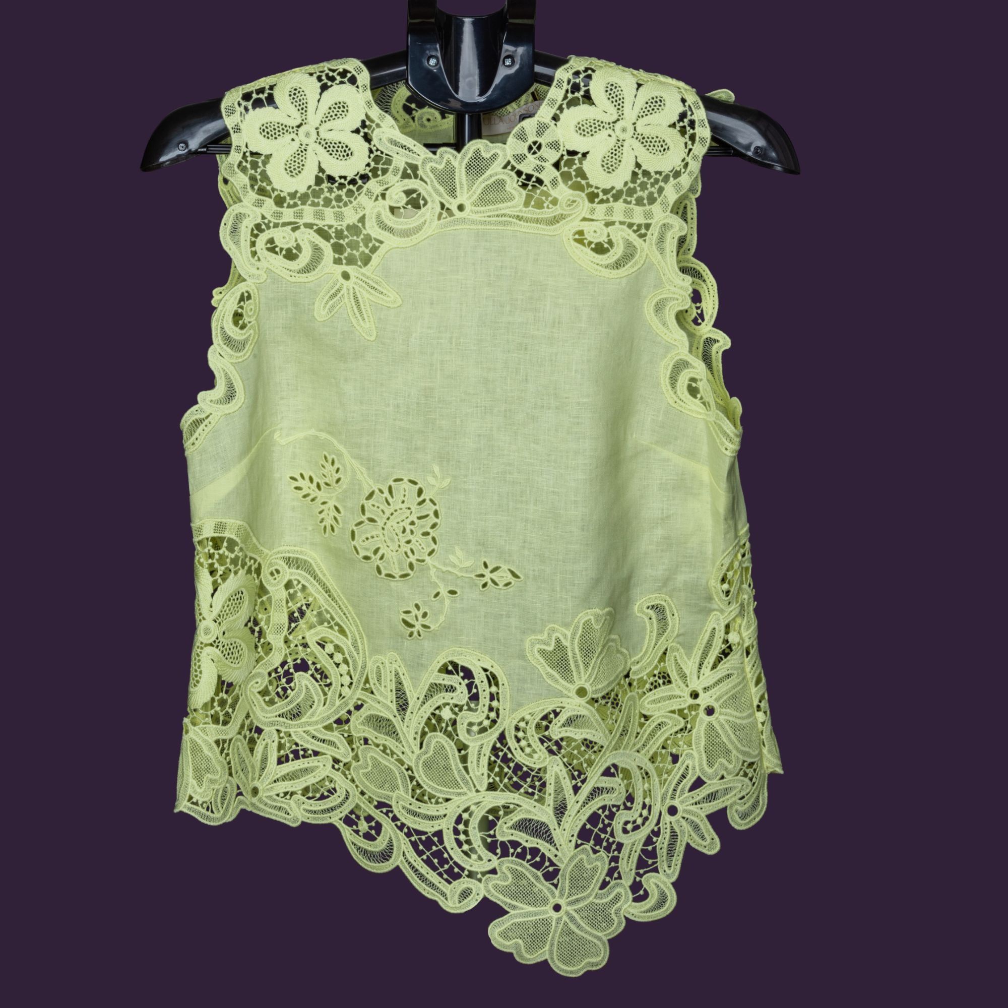 Ulla Johnson Ulla Johnson Marlis Embroidered Linen Lace Tank Top Citron S Size XS / US 0-2 / IT 36-38 - 1 Thumbnail