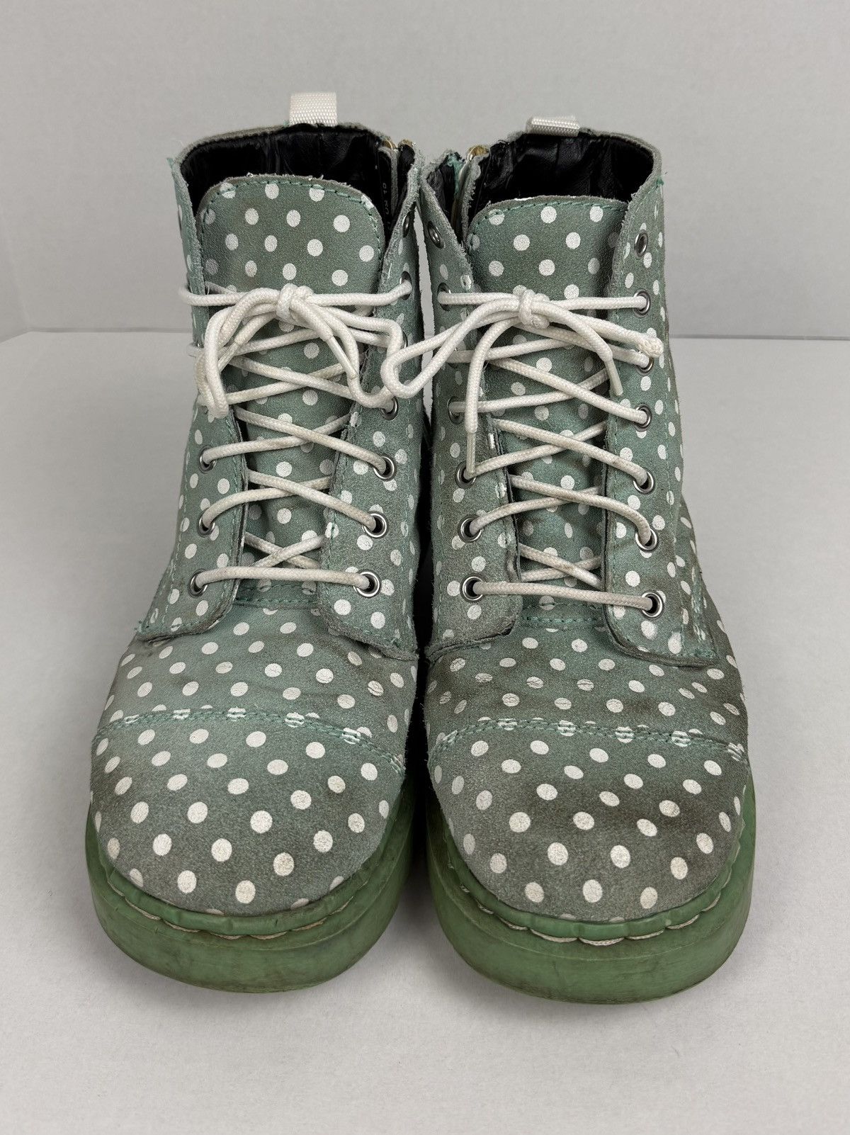 T.U.K. Footwear Anarchic TUK Boots Mint Polka Dots Anarchy Leather Combat Size US 10 / IT 40 - 5 Thumbnail