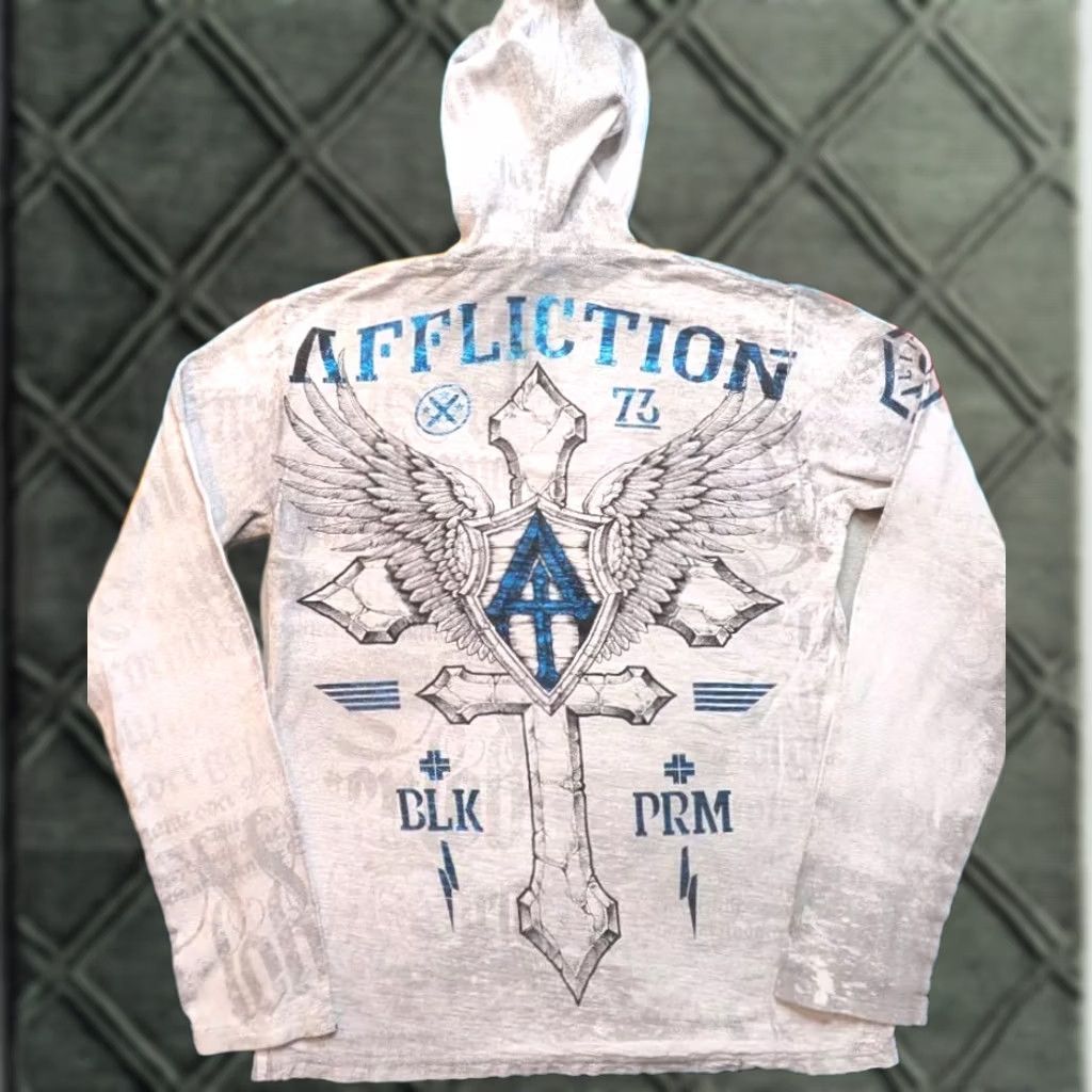 Affliction VINTAGE Affliction Hoodie Pullover USA Made Lightweight Wings Cross UFC Y2K Medium Size US M / EU 48-50 / 2 - 1 Thumbnail