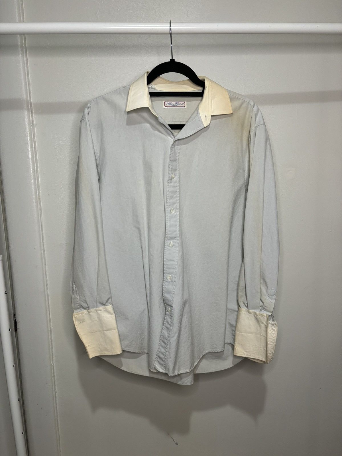 Figaret × Vintage Vintage 1950s Light Grey Worn Button-Up Dress Shirt Size US XL / EU 56 / 4 - 1 Thumbnail