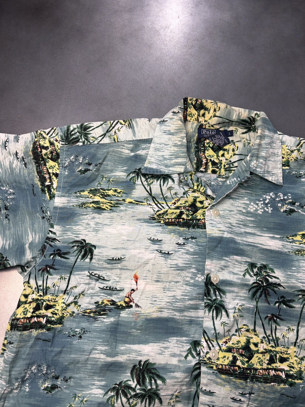 Polo Ralph Lauren × Vintage Vintage Ralph Lauren Hawaiian Shirt 1990s Polo Loop Collar Size US M / EU 48-50 / 2 - 4 Thumbnail