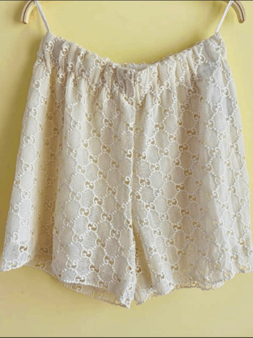Gucci Gucci Women's Lace GG Print Shorts, Off-White Size 32" / US 10 / IT 46 - 1 Thumbnail