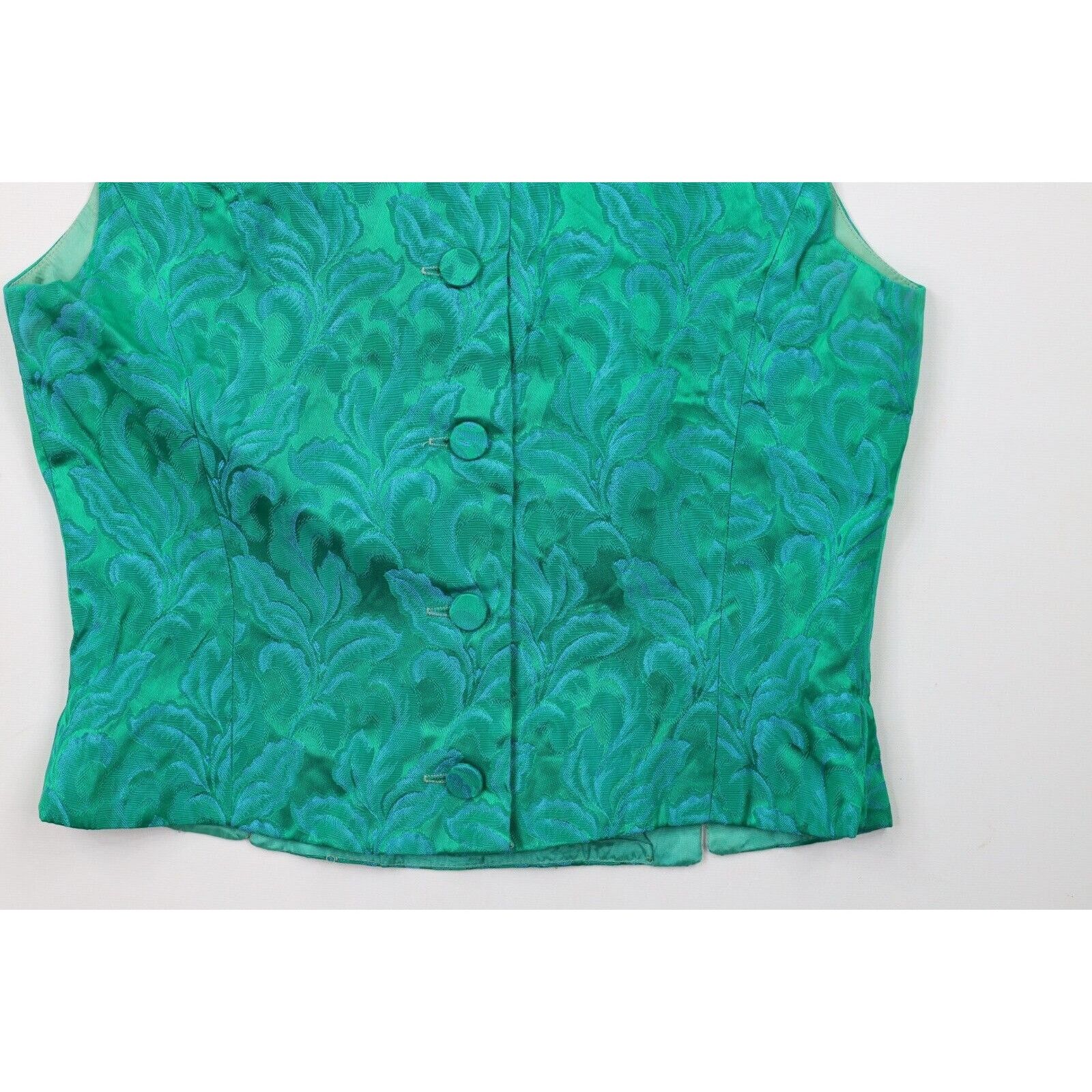 Vintage Vintage 50s 60s Distressed Silk Flower Jacquard Skirt Suit Size 38" / US 16 / IT 52 - 6 Thumbnail