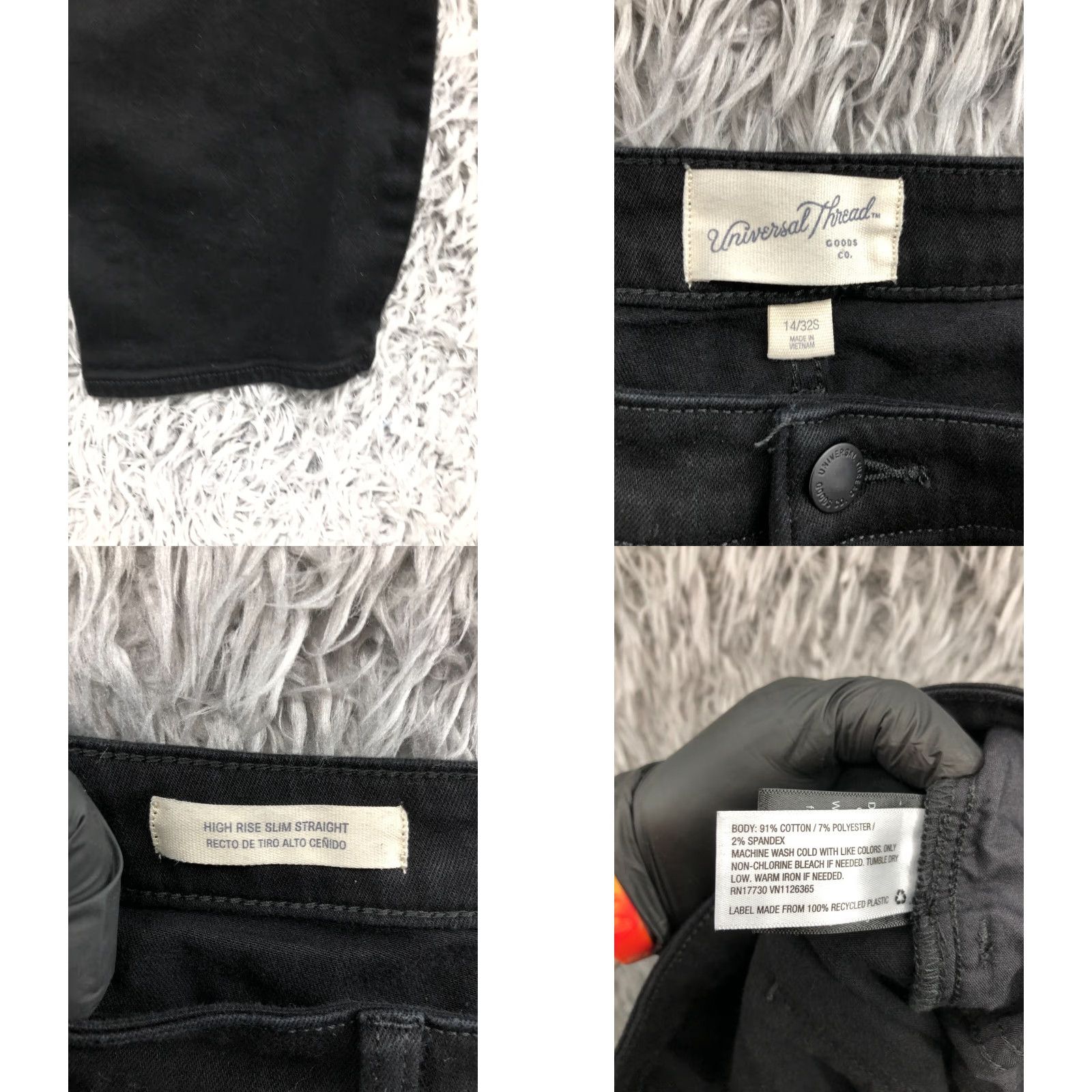 Vintage Universal Thread Jeans Slim Straight High Rise 14 Womens Dark Wash Black Denim 5-Pocket Slimming 25in Inseam Jeans Womens Black Size 36" / US 14 / IT 50 - 8 Thumbnail