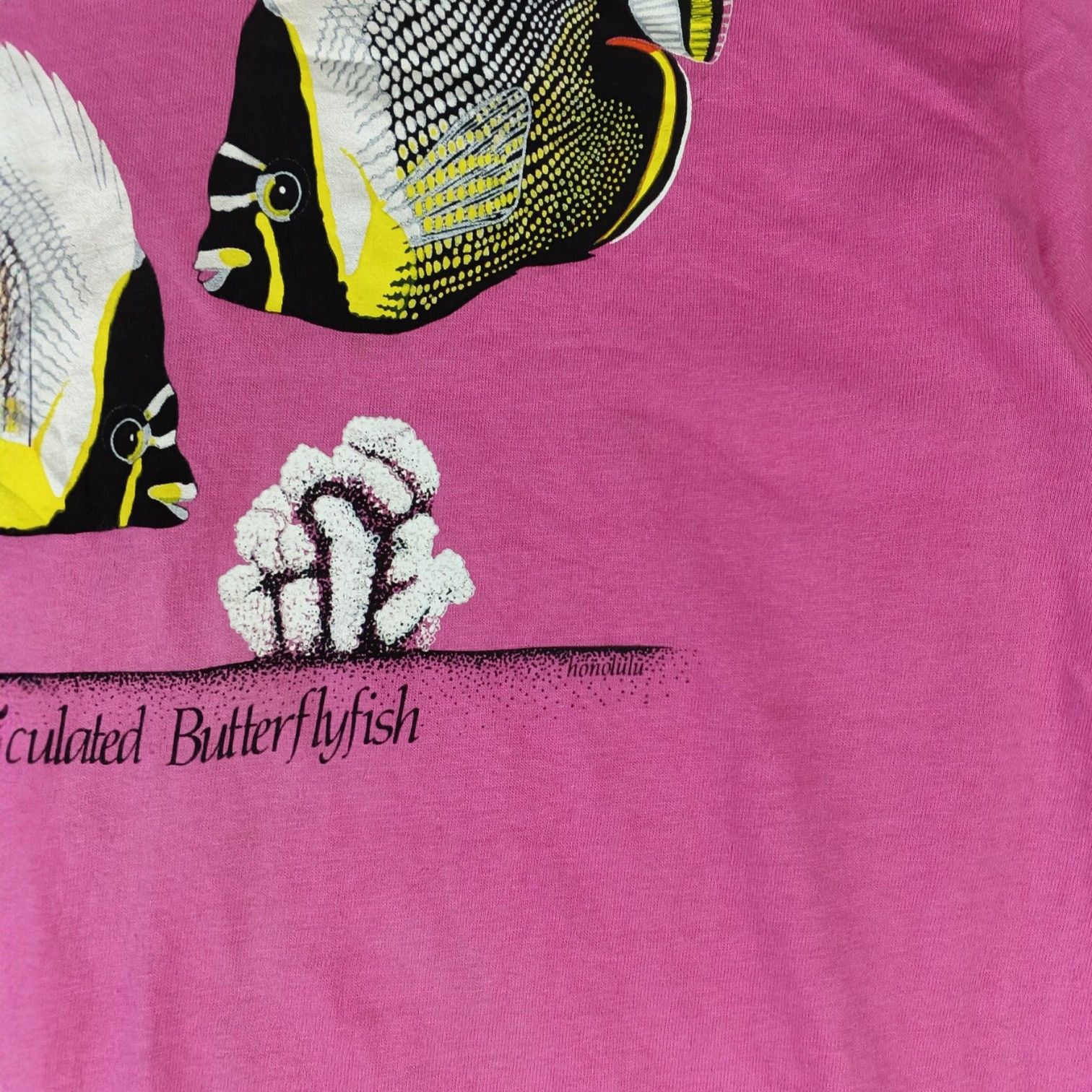 Hanes Vintage 80's HANES Reticulated Butterflyfish Hawaii T-Shirt Size US M / EU 48-50 / 2 - 6 Thumbnail