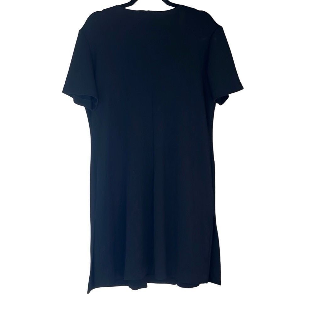Other Womens Size Large Mini Dress Black Textured Short Sleeve One Size L / US 10 / IT 46 - 2 Thumbnail