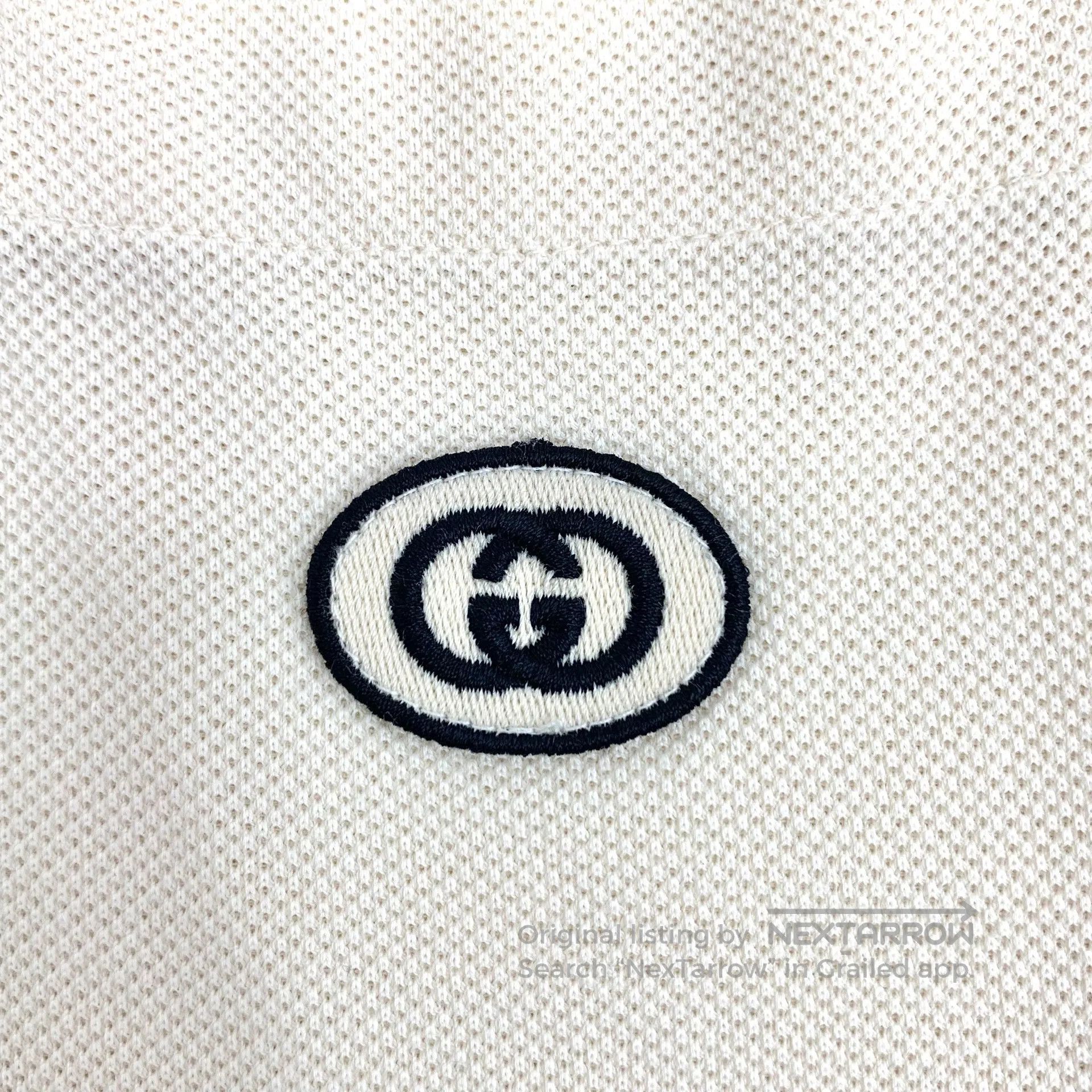 Gucci Guicci Beige badge embroidery cotton polo neck single-brea Size US M / EU 48-50 / 2 - 5 Thumbnail