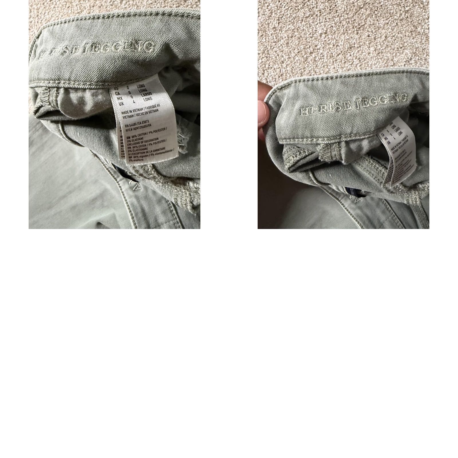 American Eagle Outfitters American Eagle Womens Jeans 0 Long Green Jegging Stretch Size 25" / US 0 / IT 36 - 8 Thumbnail