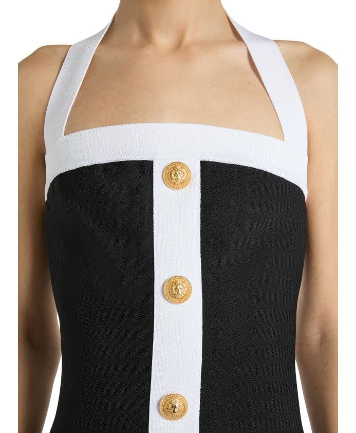 Balmain o1s1wg110526 A-line Dress With Buttons in Black Size L / US 10 / IT 46 - 4 Thumbnail