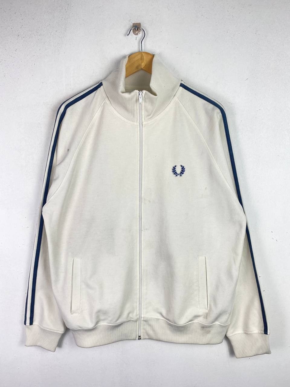 image of Avant Garde x Fred Perry Vintage Fred Perry Track Top Nice Design Made In Portugal in Cream (Size L