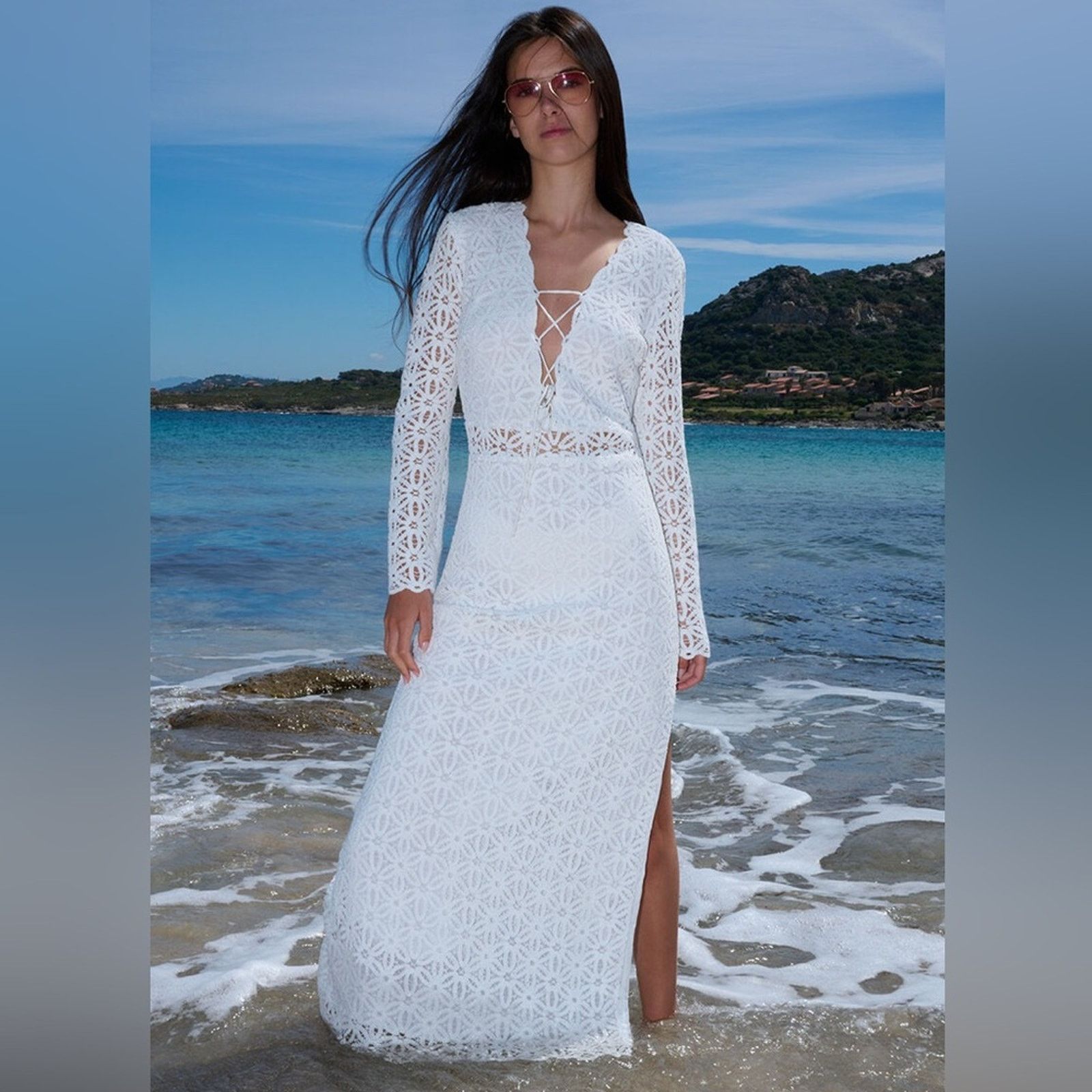 The Kooples NWT! The Kooples White Long Sleeve Crochet Dress, Size 0 |  Grailed