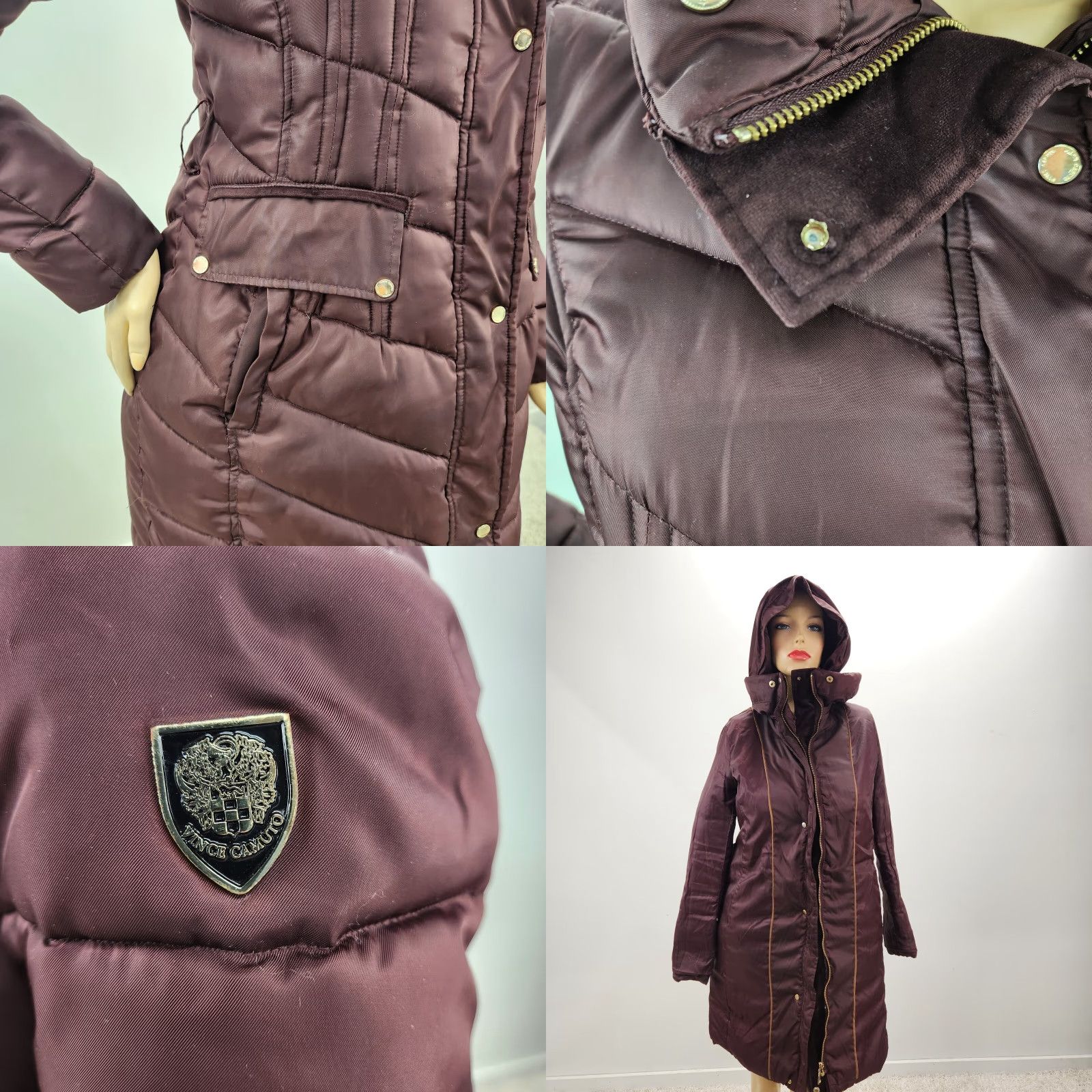 Vince Camuto Vince Camuto Puffer Jacket Women's S Burgundy Hood Old Money Cozy Gorpcore Jacket Coats Size S / US 4 / IT 40 - 8 Thumbnail