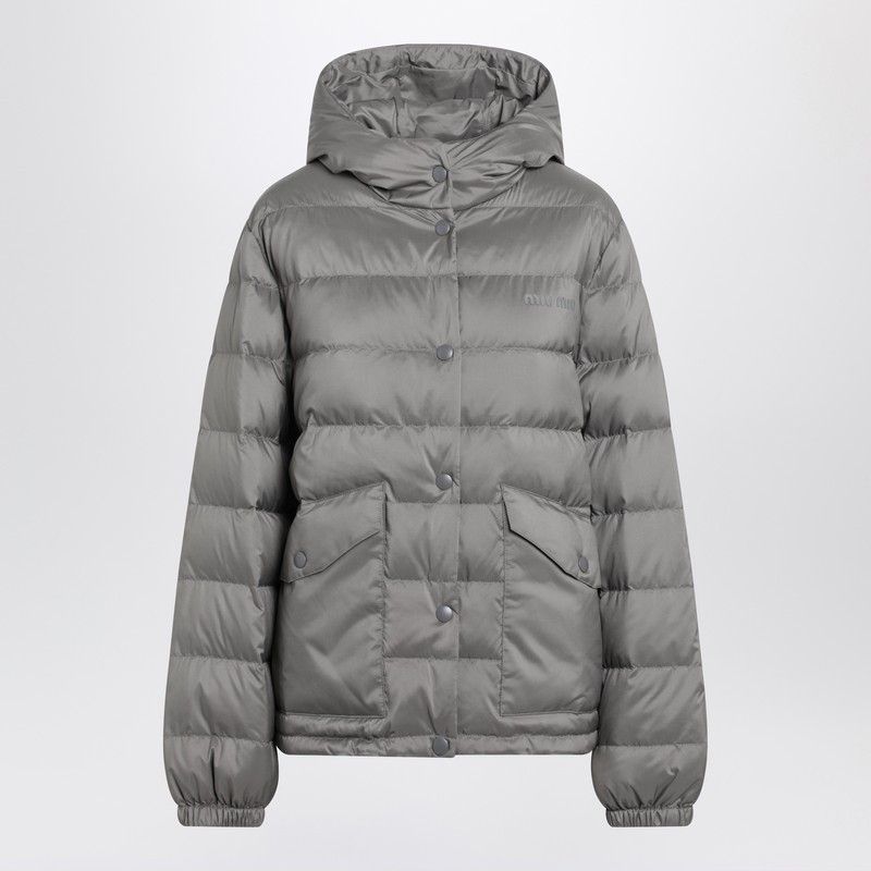 Miu Miu Miu Miu Steel Grey Puffer Jacket In Technical Ponge Fabric Size XS / US 0-2 / IT 36-38 - 1 Thumbnail