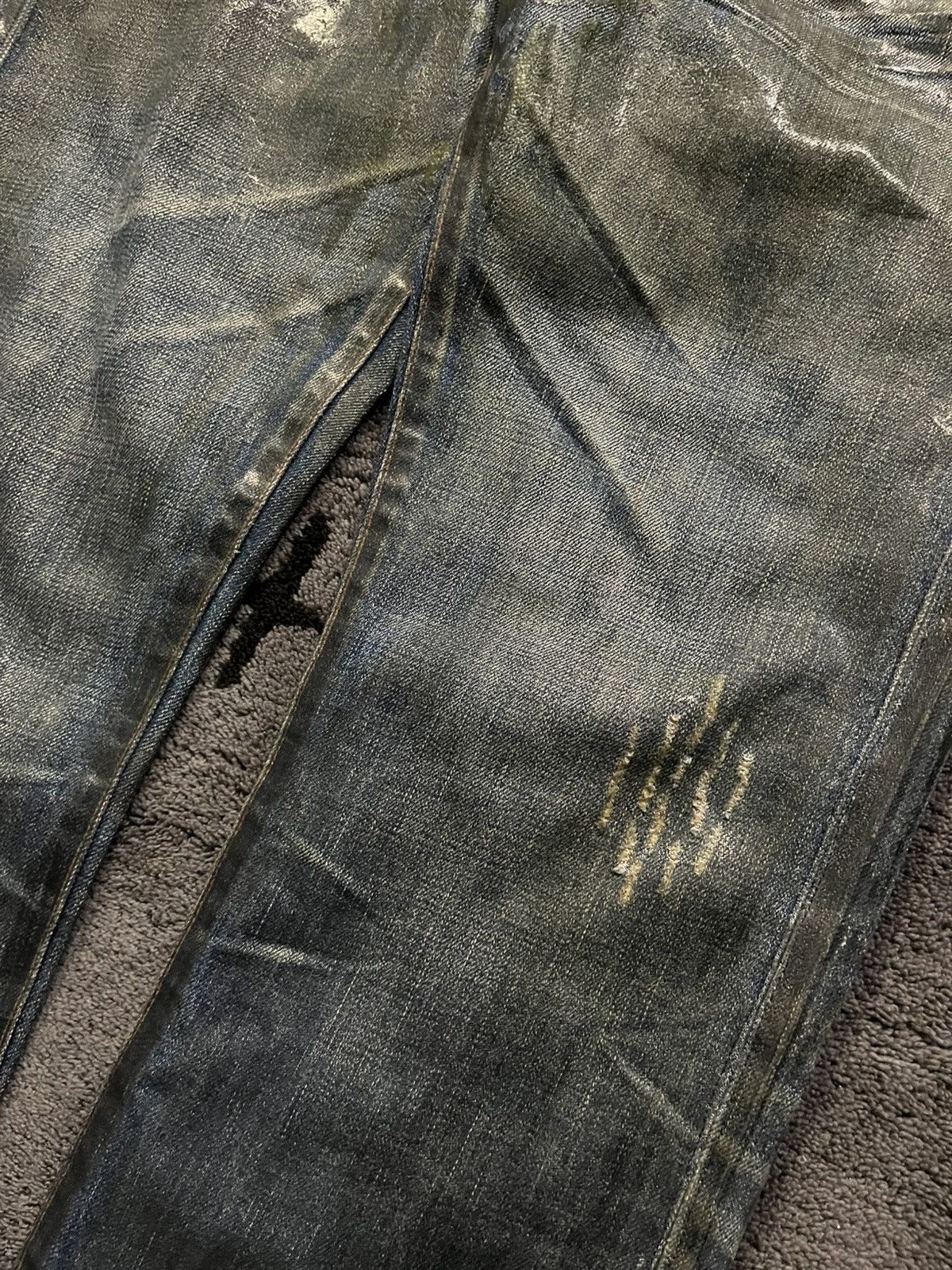 Dior × Hedi Slimane AW03 Luster Waxed Clawmark Denim Jeans Size US 32 / EU 48 - 4 Thumbnail