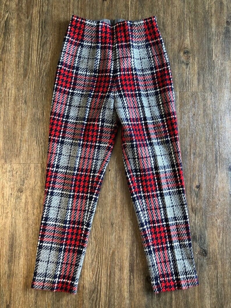 image of Very Vintage 1960's Frank-Lee Of California Cigarette Pants in Plaid, Women's (Size 24)