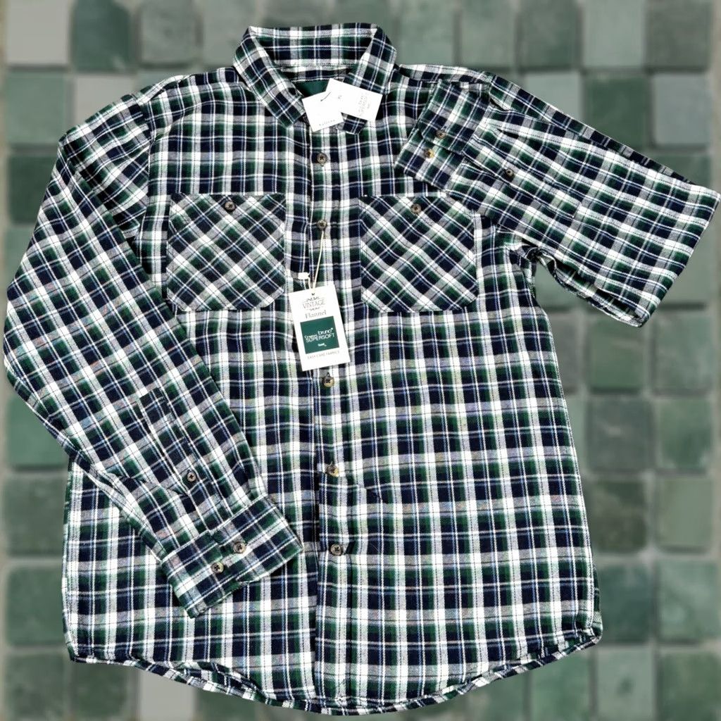 Vintage VINTAGE Bruno Supersoft Plaid Flannel Shirt XL Long Sleeve Button Up Mens Gift NWT Size US XL / EU 56 / 4 - 1 Thumbnail