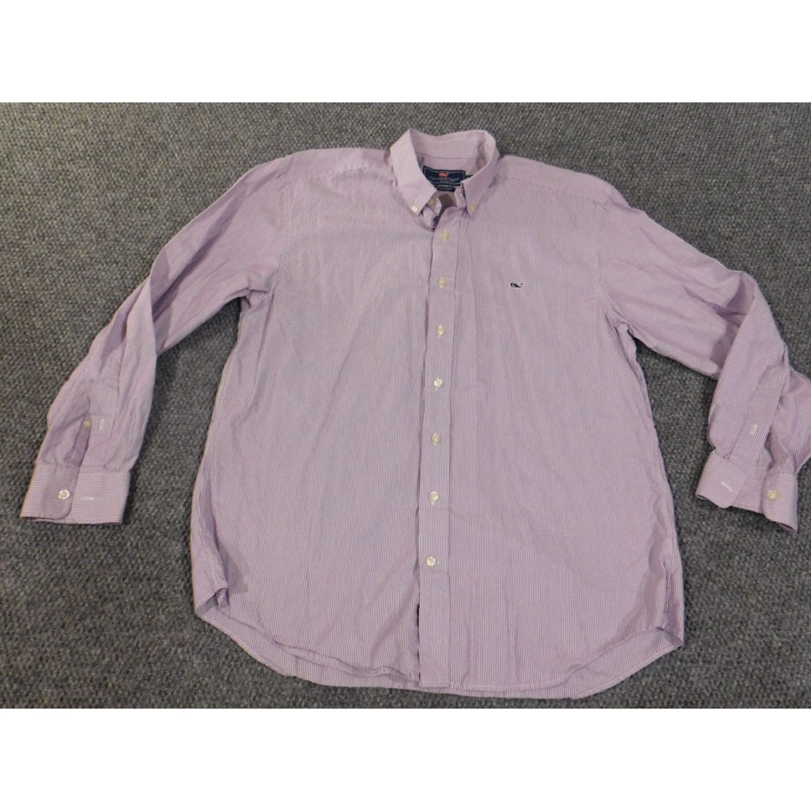 Vineyard Vines Vineyard Vines Shirt Button-Up Striped Purple Logo 2XL Mens Long Sleeve Collared Cotton Button-Down Classic Whale Vintage No Size US XXL / EU 58 / 5 - 3 Thumbnail