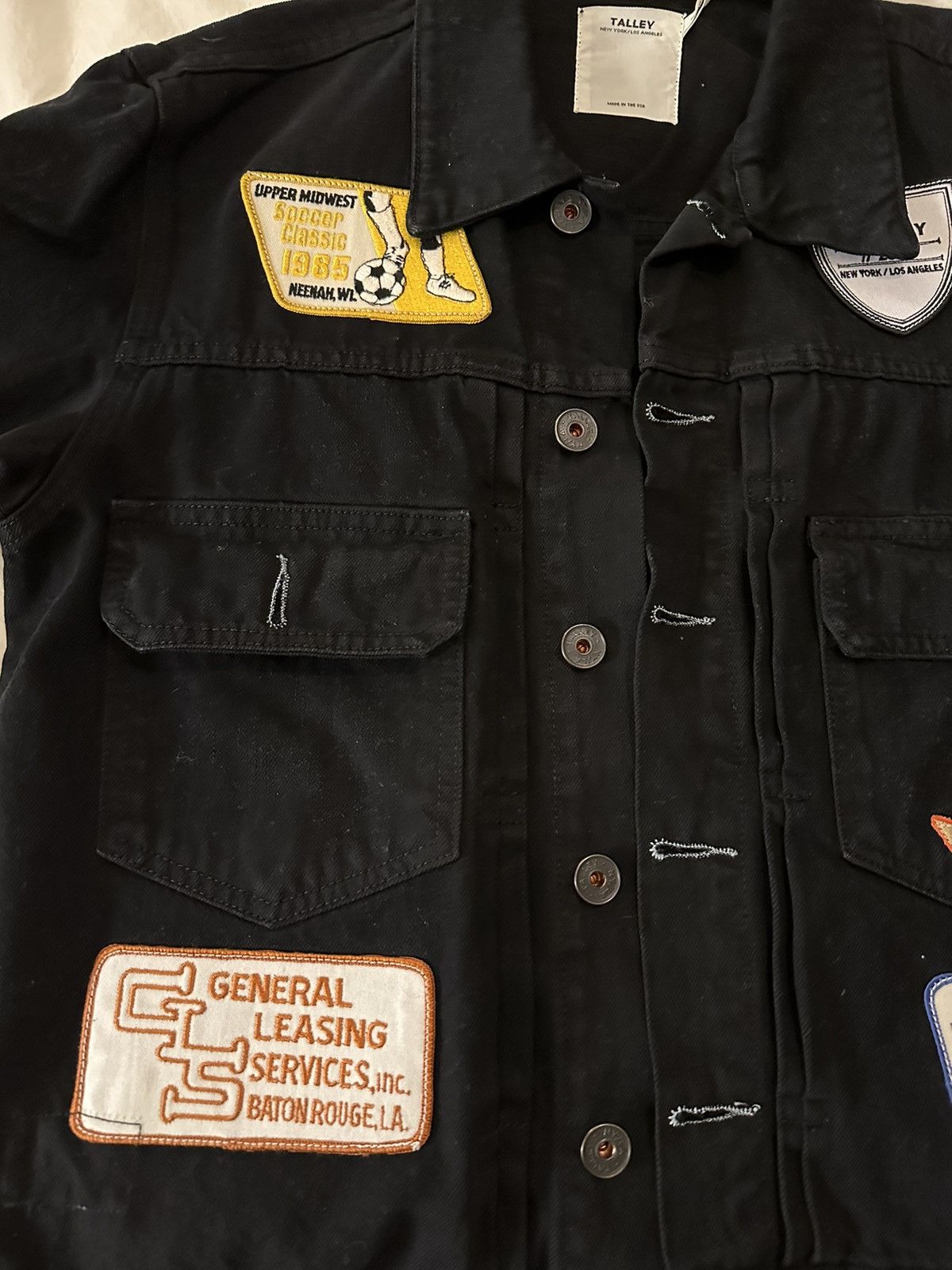 Designer Talley Black Patches Jean Jacket Size M / US 6-8 / IT 42-44 - 2 Thumbnail