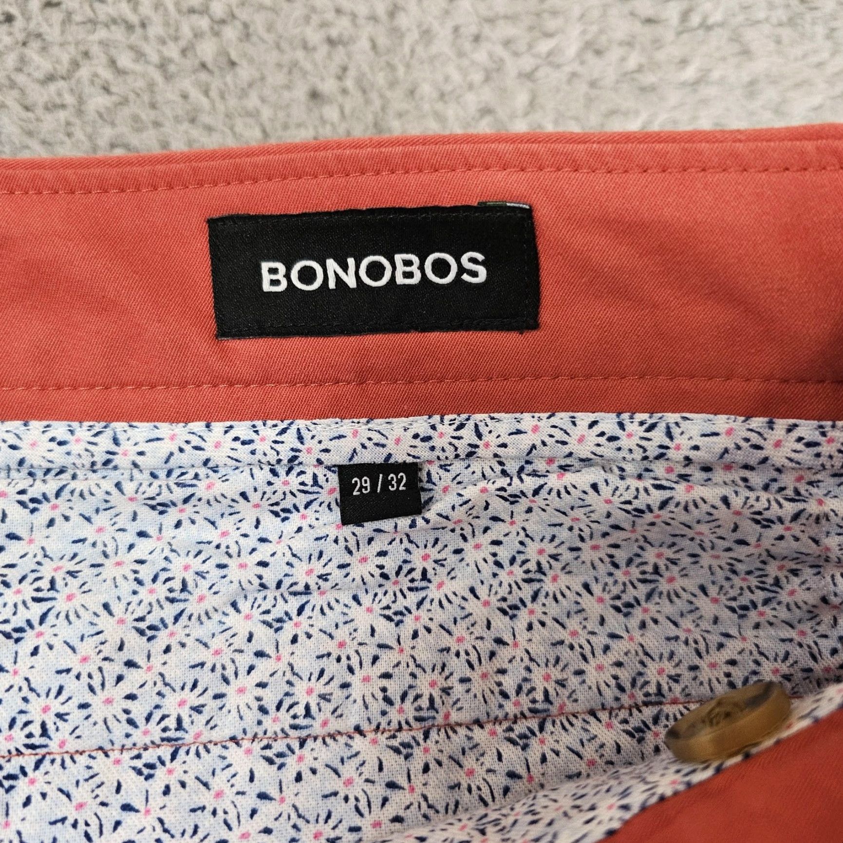 Bonobos Bonobos Chino Pants Mens 29x32 Slim Stretch Cotton Casual Tapered Leg Orange Solid Front Zip Pockets Mens Size US 29 - 2 Thumbnail