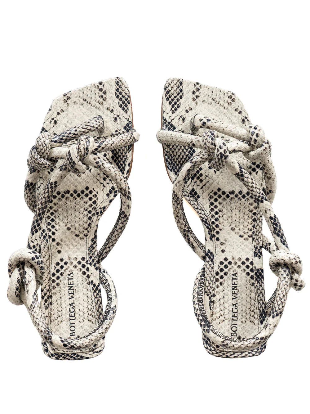 Bottega Veneta o1y0725 Leather Sandals in White/Black Size US 7 / IT 37 - 4 Thumbnail