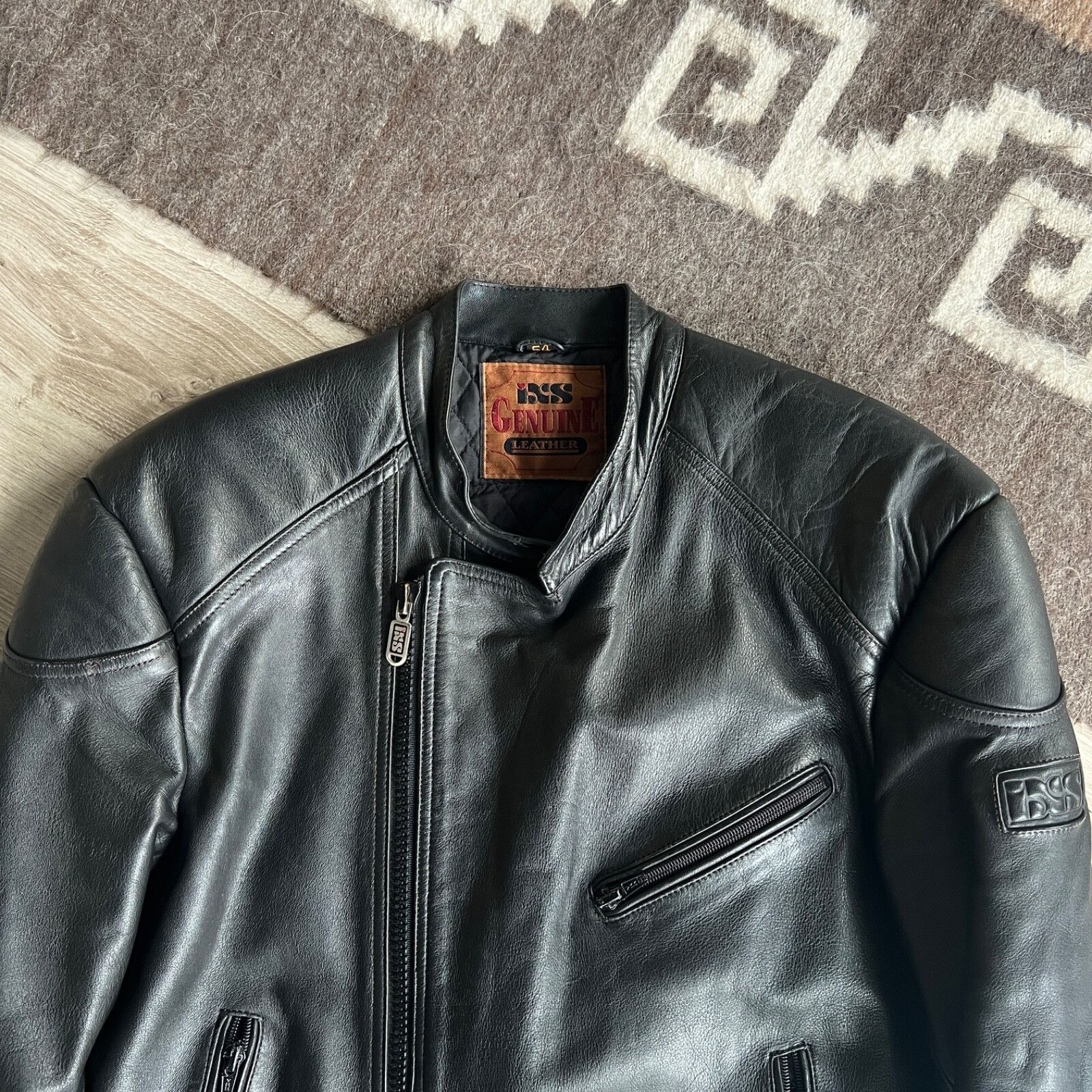 Genuine Leather iXS Vintage Moto Biker Black Real Leather Jacket 8712AC Size US XL / EU 56 / 4 - 7 Thumbnail