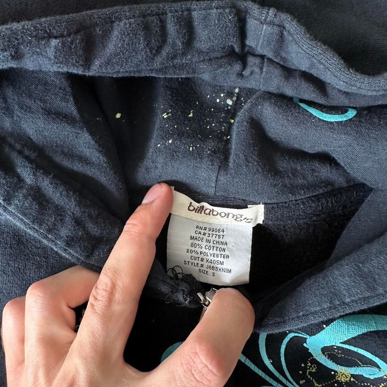 Billabong Vintage Y2K Billabong Black Faded Zip Up Hoodie Sweatshirt Size S / US 4 / IT 40 - 6 Thumbnail