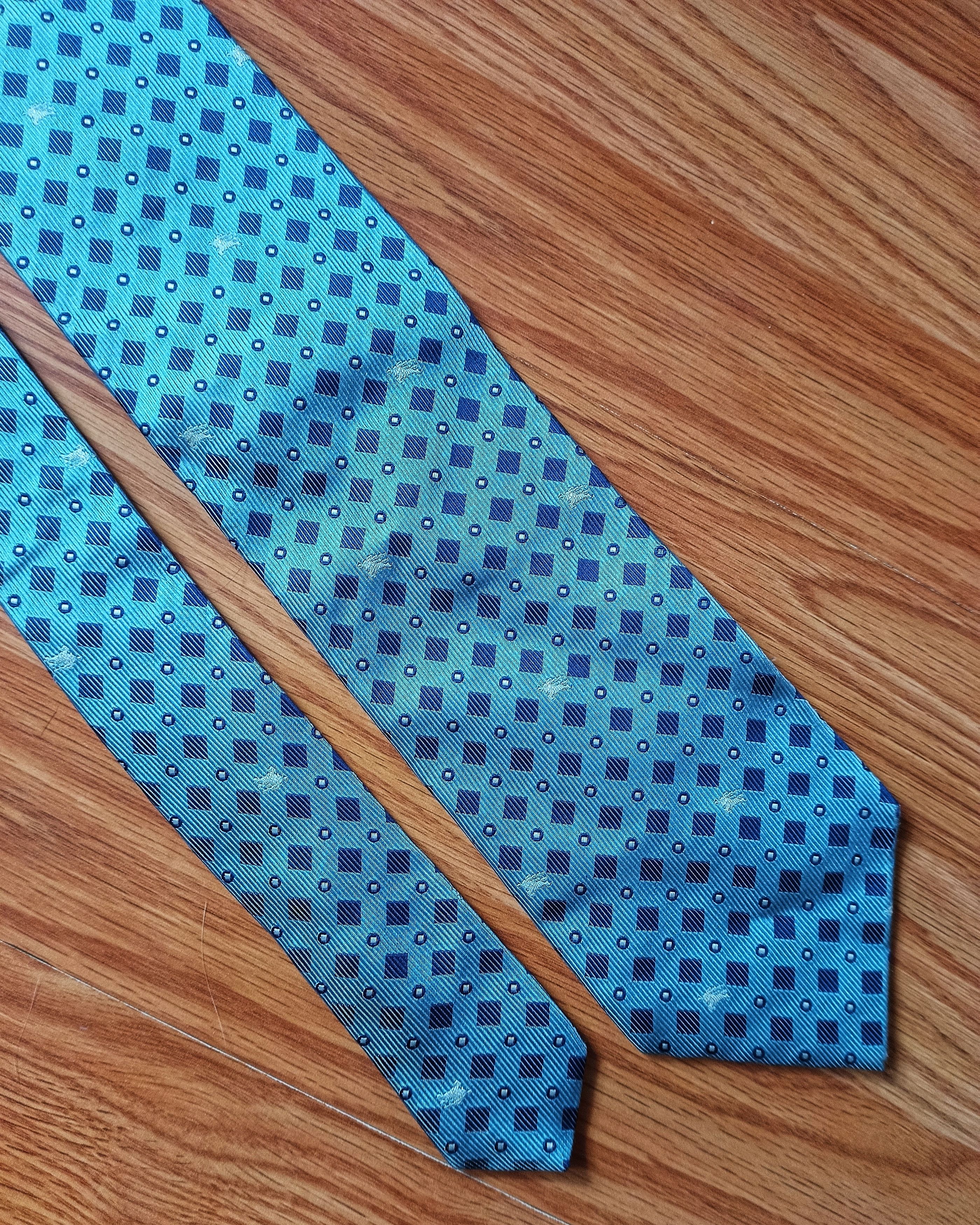 Burberry BURBERRY London Blue Monogram Logo Silk Mens Tie Size ONE SIZE - 4 Thumbnail
